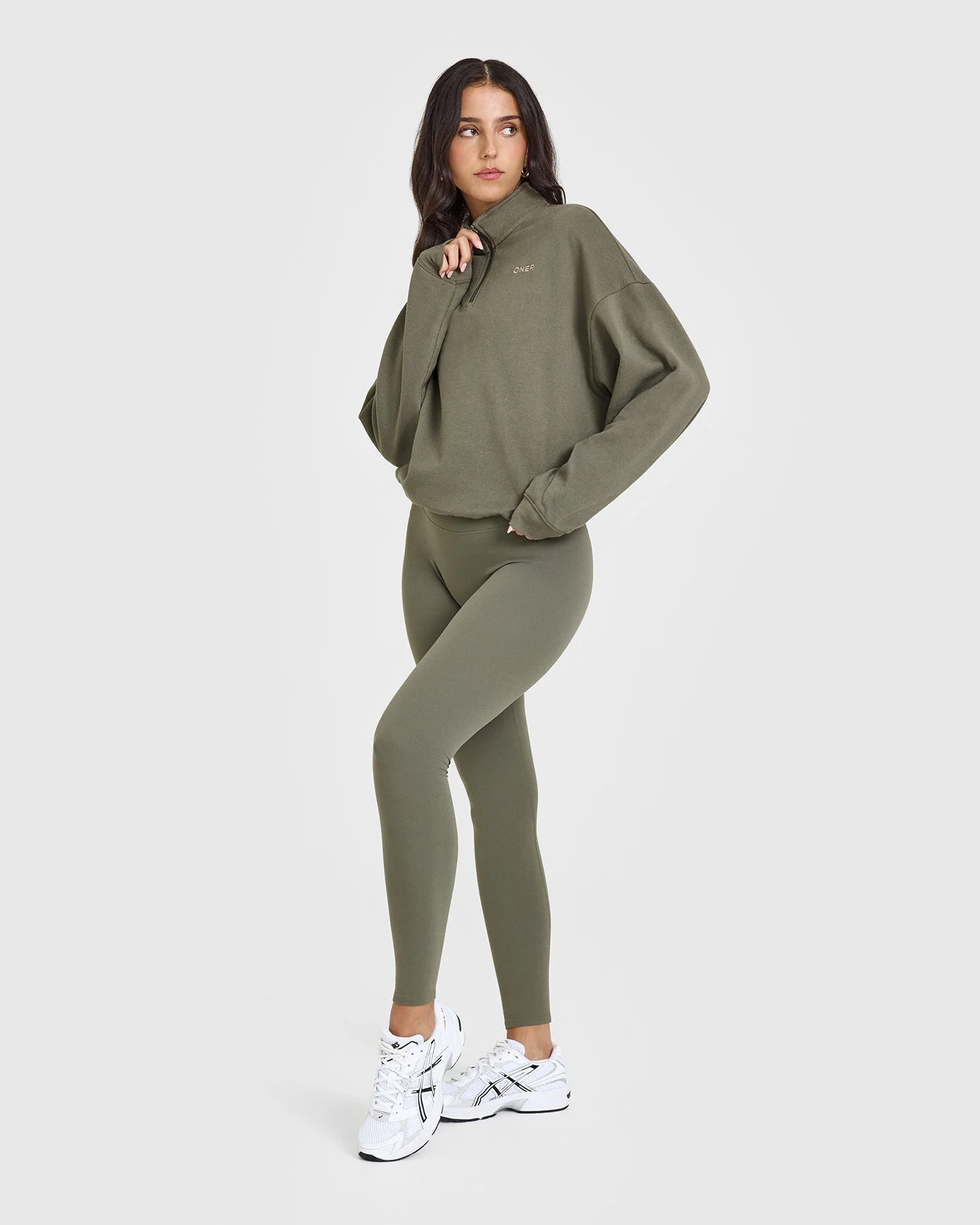 Mid Weight 1/4 Zip Sweatshirt | Alpine Green - Image 3