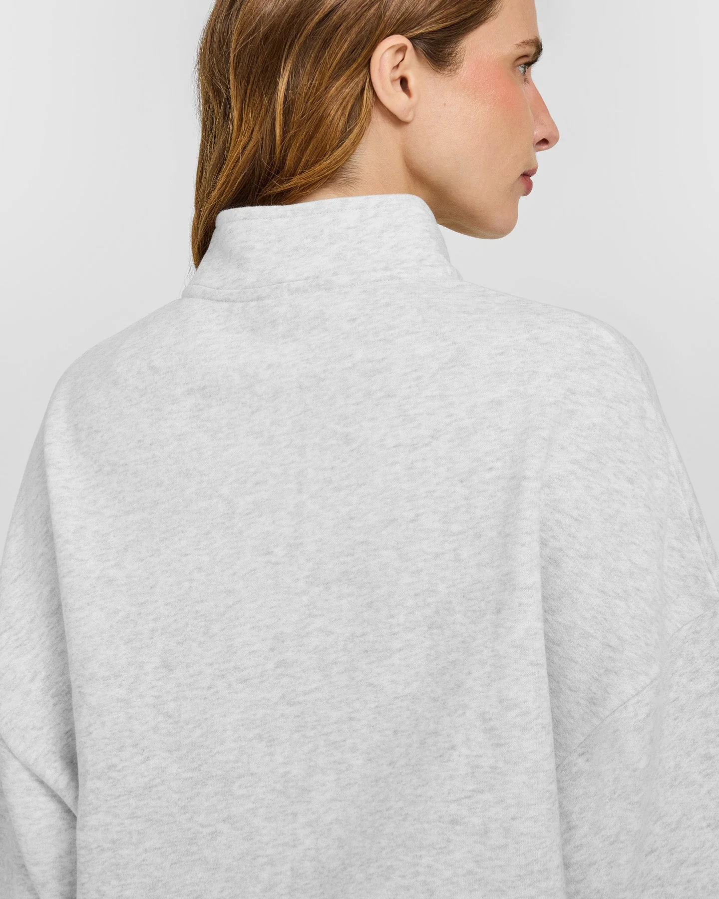 Mid Weight 1/4 Zip Sweatshirt | Light Grey Marl - Image 4