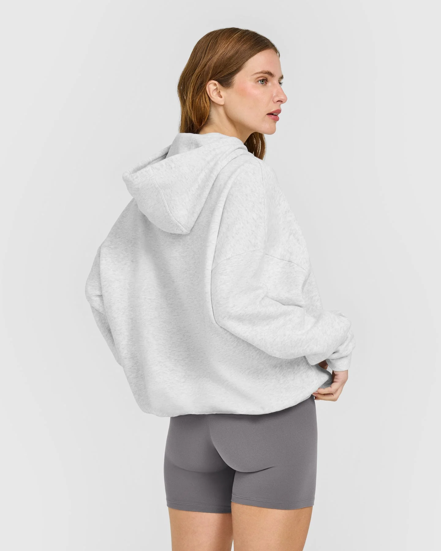 Mid Weight Relaxed Hoodie | Light Grey Marl - Image 2