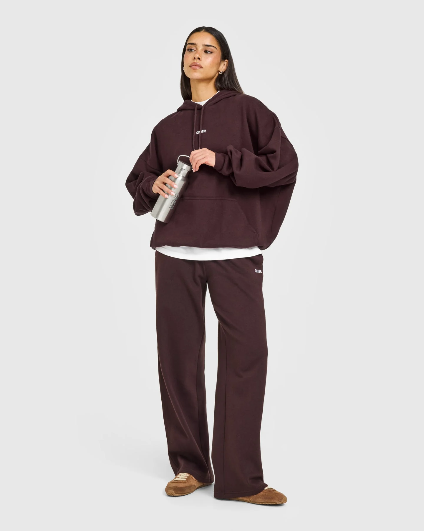 Mid Weight Relaxed Hoodie | Plum Brown - Image 2