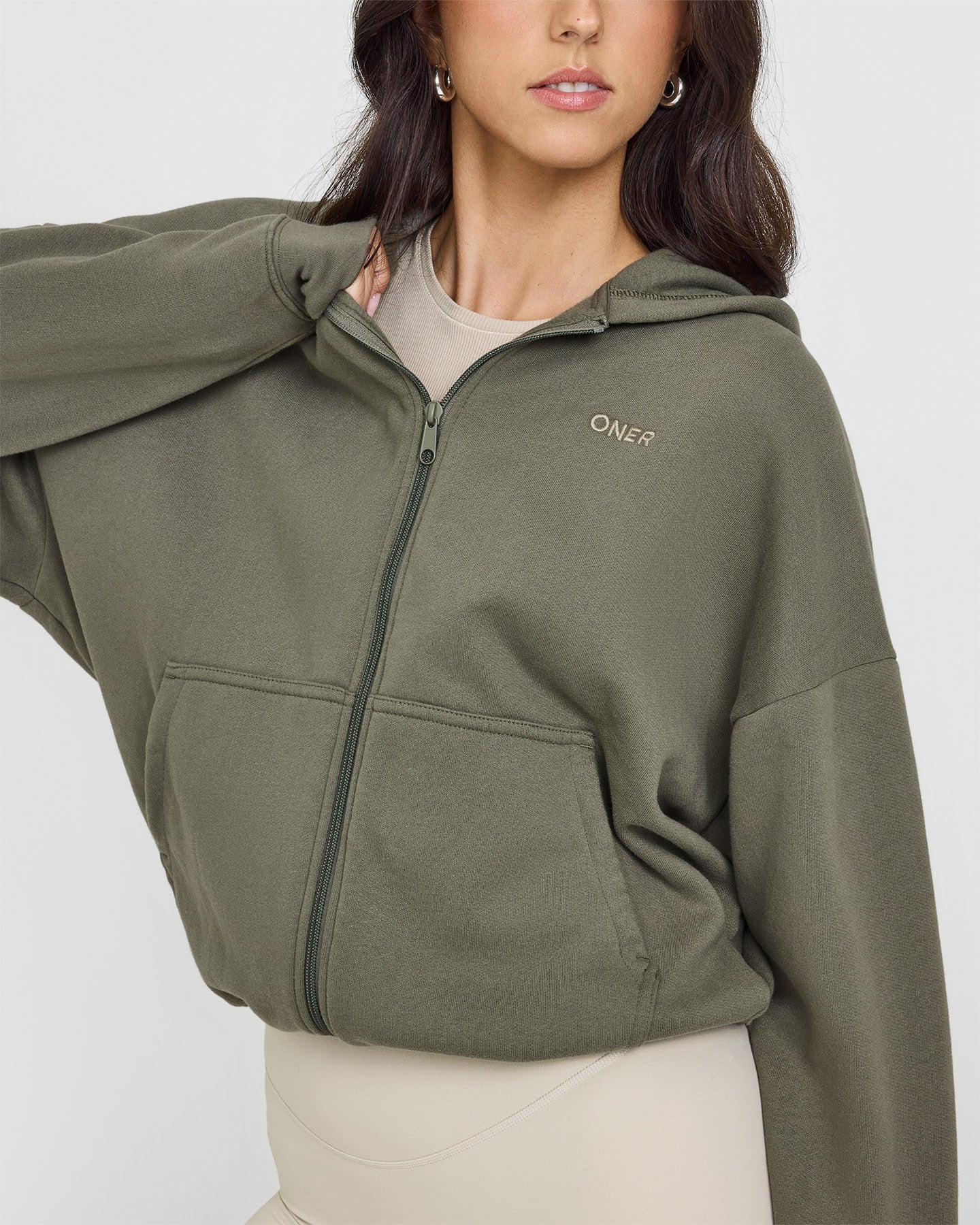 Mid Weight Zip Through Hoodie | Alpine Green - Image 4
