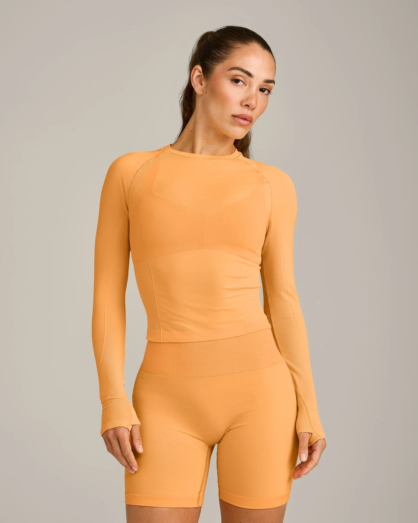 Oner Seamless Fitted Long Sleeve Top | Light Powdered Orange