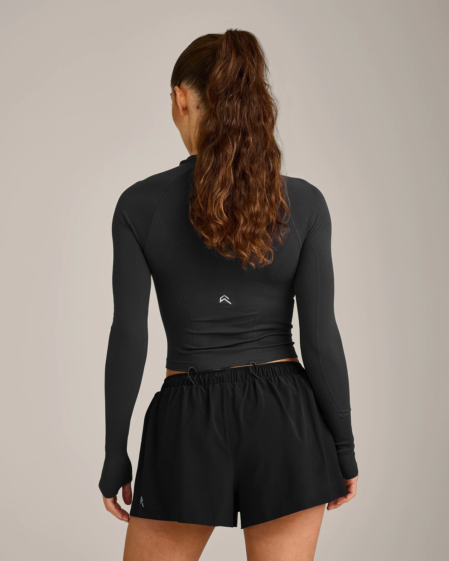 Oner Seamless Fitted Long Sleeve Top | Soft Black - Image 2