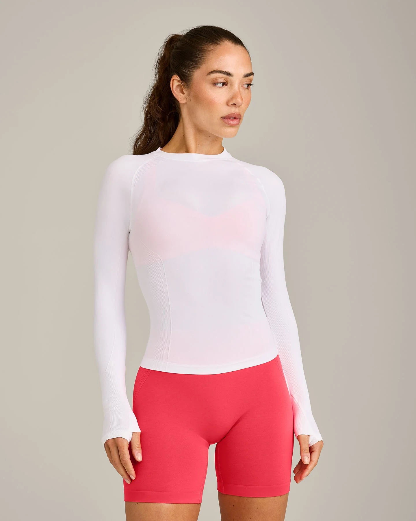 Oner Seamless Fitted Long Sleeve Top | White