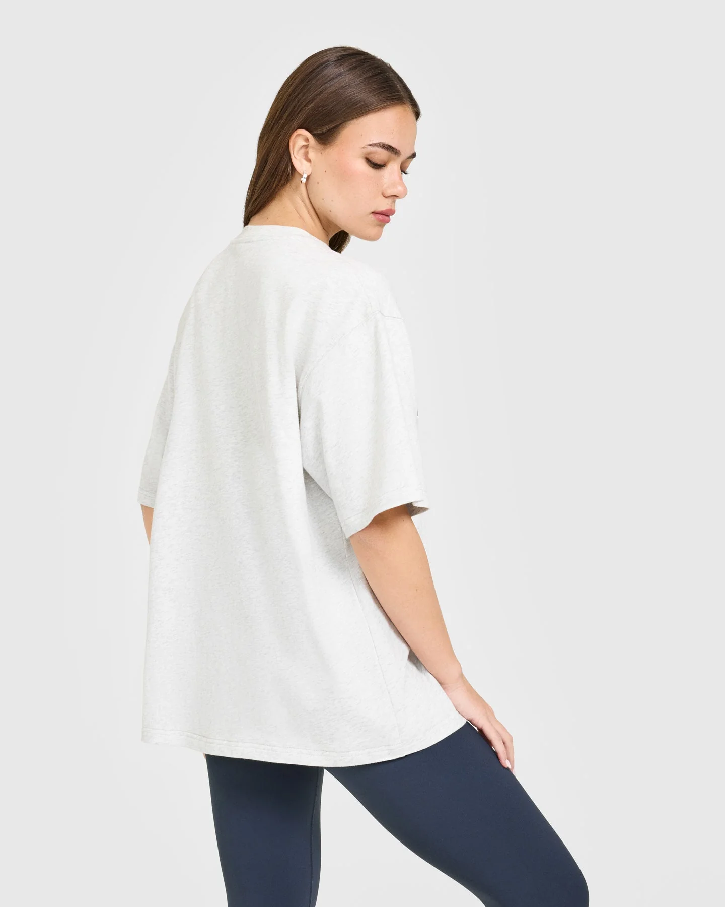 Oversized Oner Girlfriend Washed T-Shirt | Light Grey Marl - Image 2
