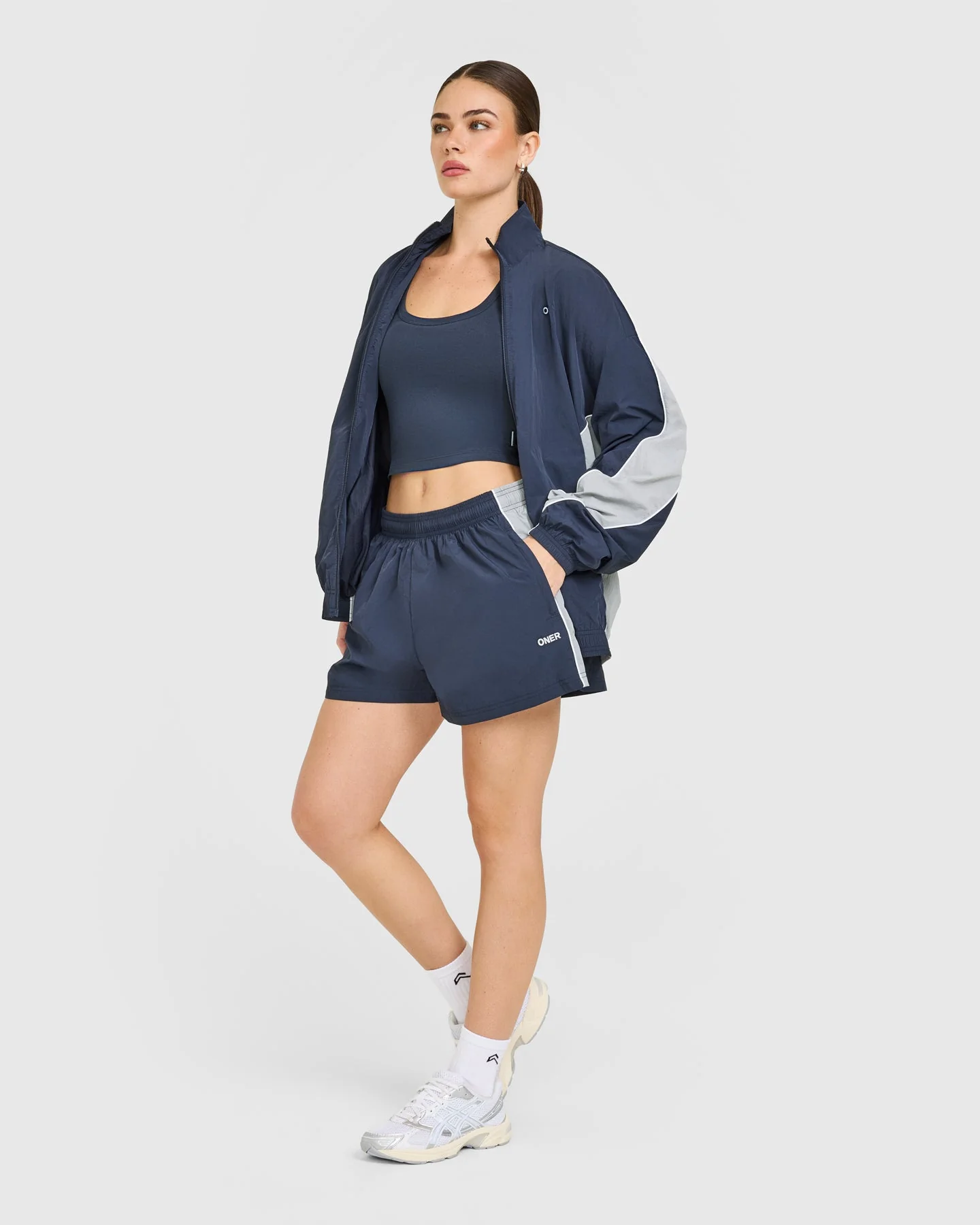 Oversized Piped Woven Track Shorts | True Blue - Image 3