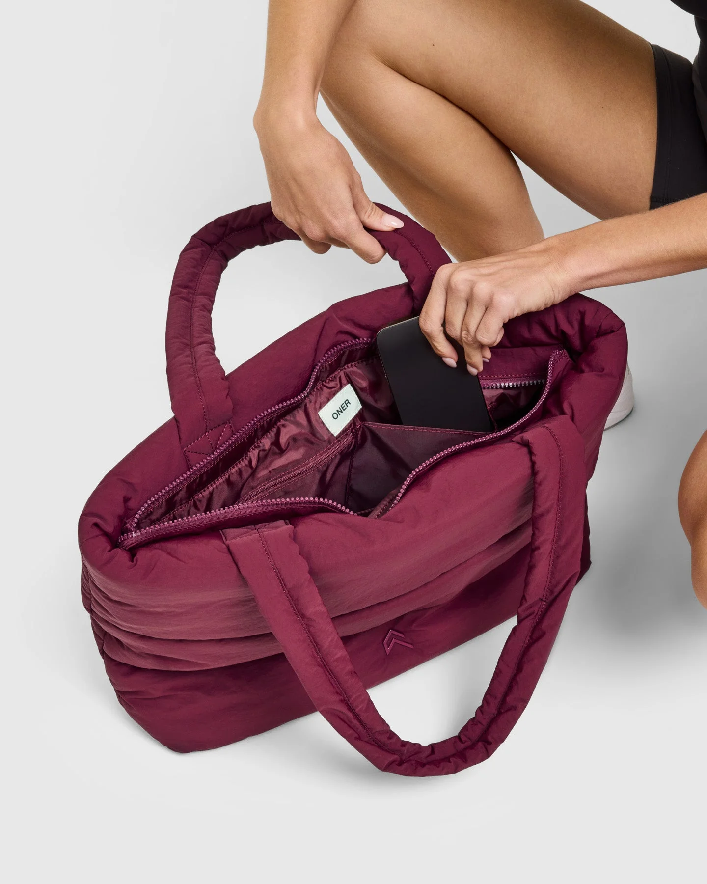 Quilted Tote Bag | Deep Cherry - Image 4