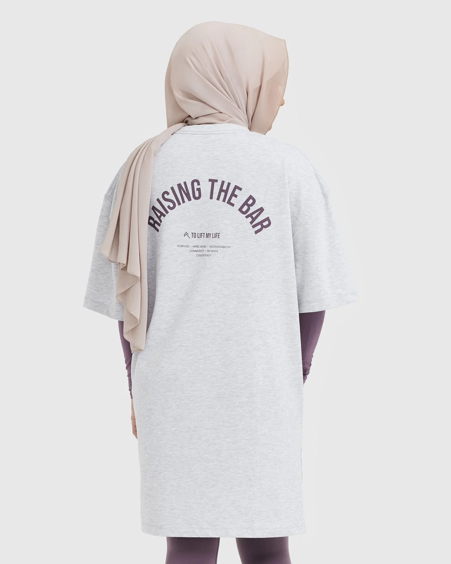 Raising The Bar Graphic Longline T-Shirt | Light Grey Marl - Image 2