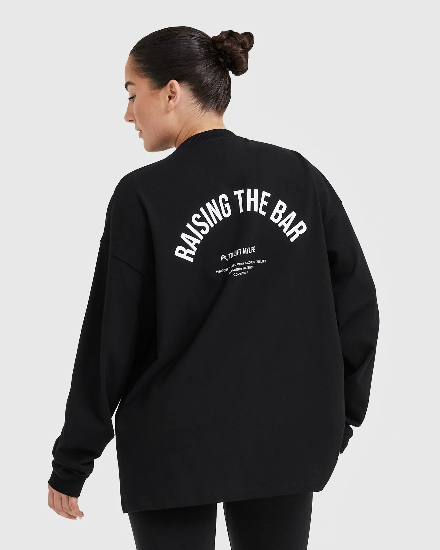 Raising The Bar Graphic Unisex Long Sleeve Top | Black - Image 2