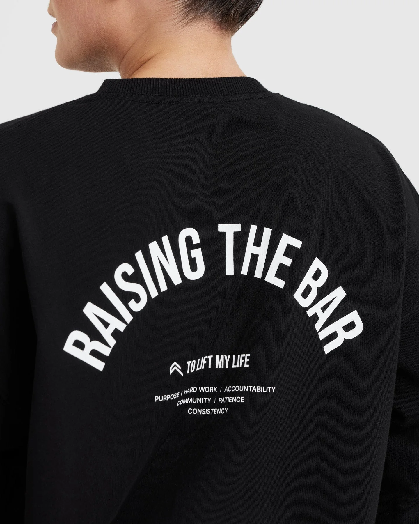 Raising The Bar Graphic Unisex Long Sleeve Top | Black - Image 4