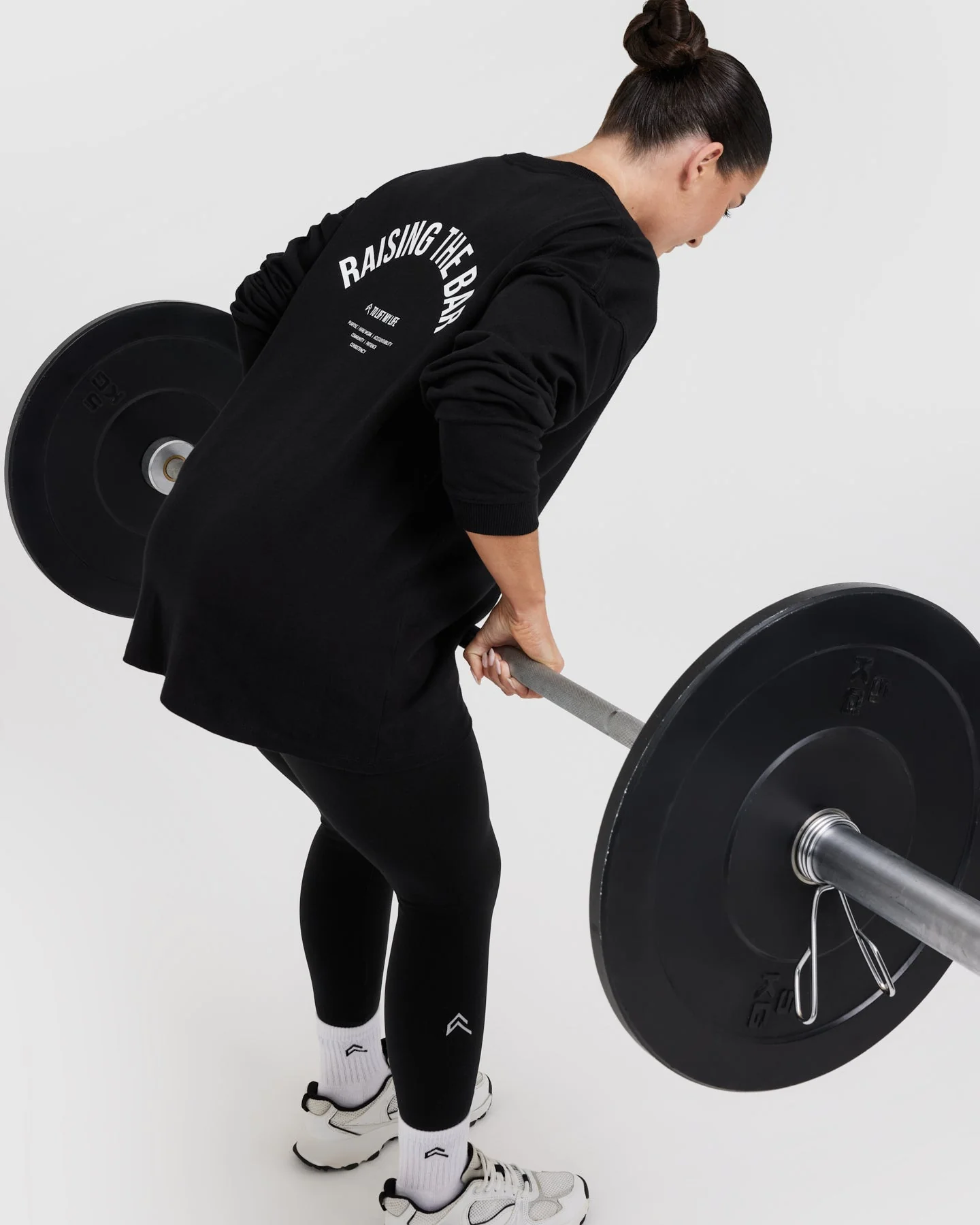 Raising The Bar Graphic Unisex Long Sleeve Top | Black - Image 5