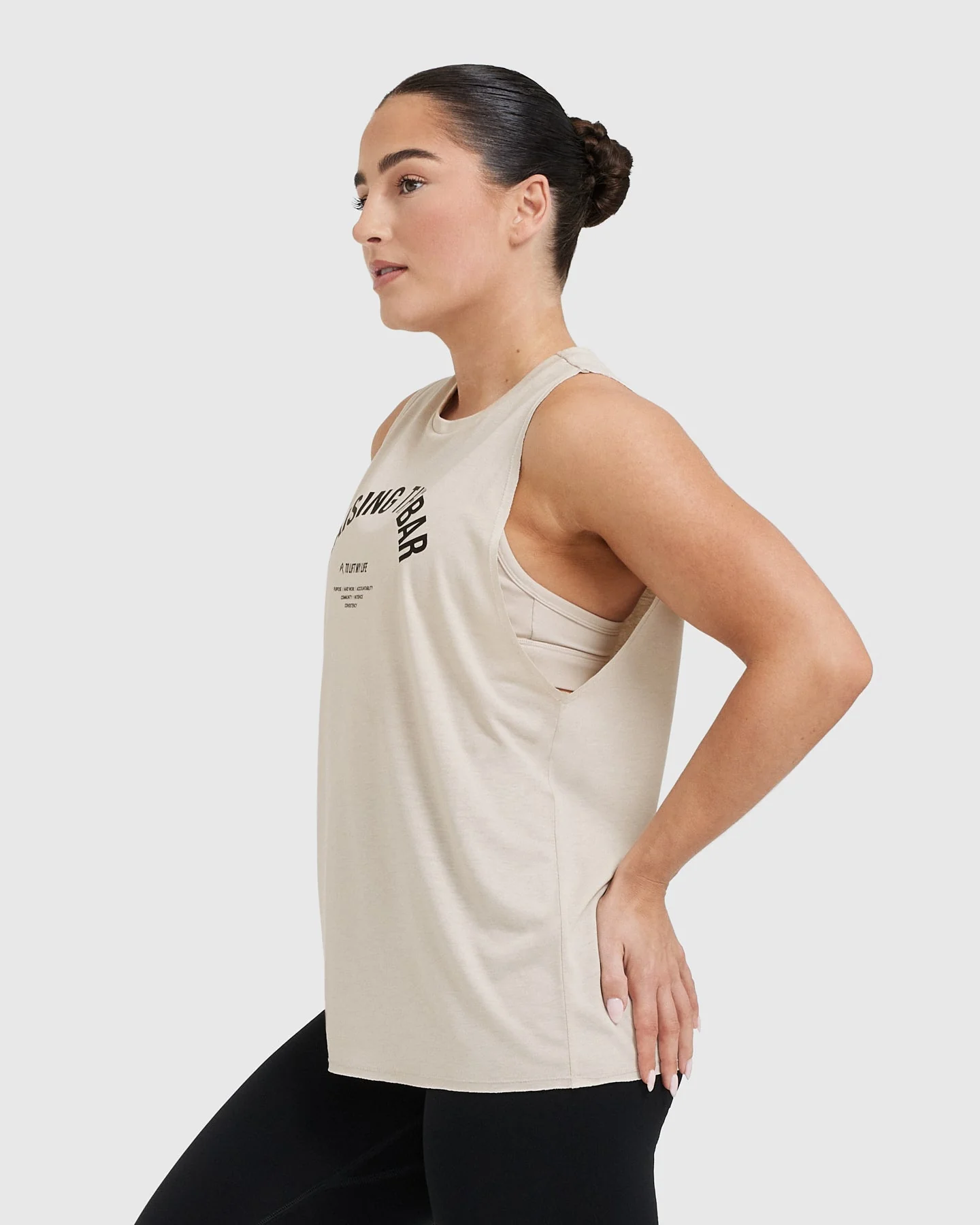 Raising The Bar Graphic Unisex Muscle Vest | Sand - Image 3