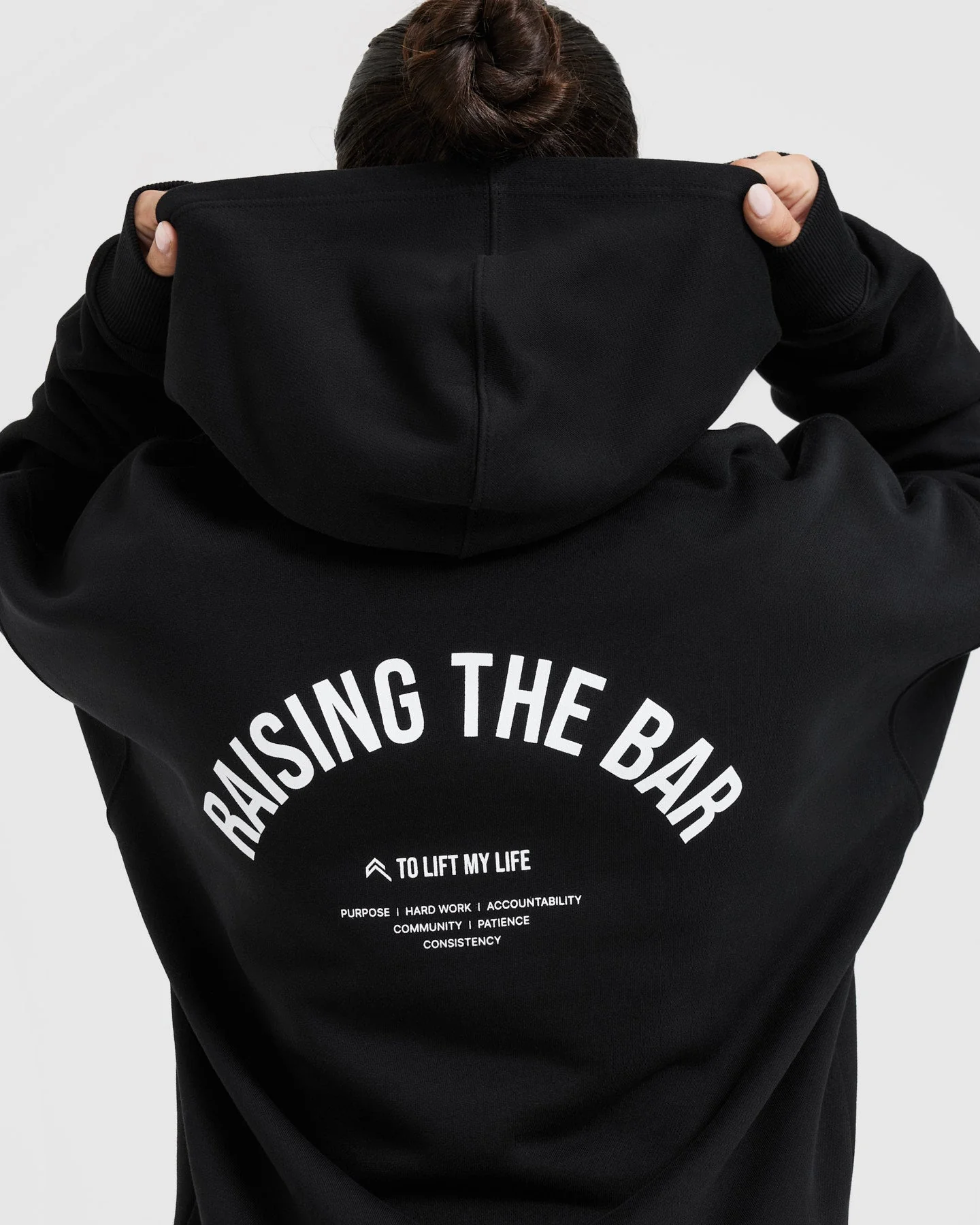 Raising the Bar Graphic Unisex Oversized Hoodie | Black - Image 5