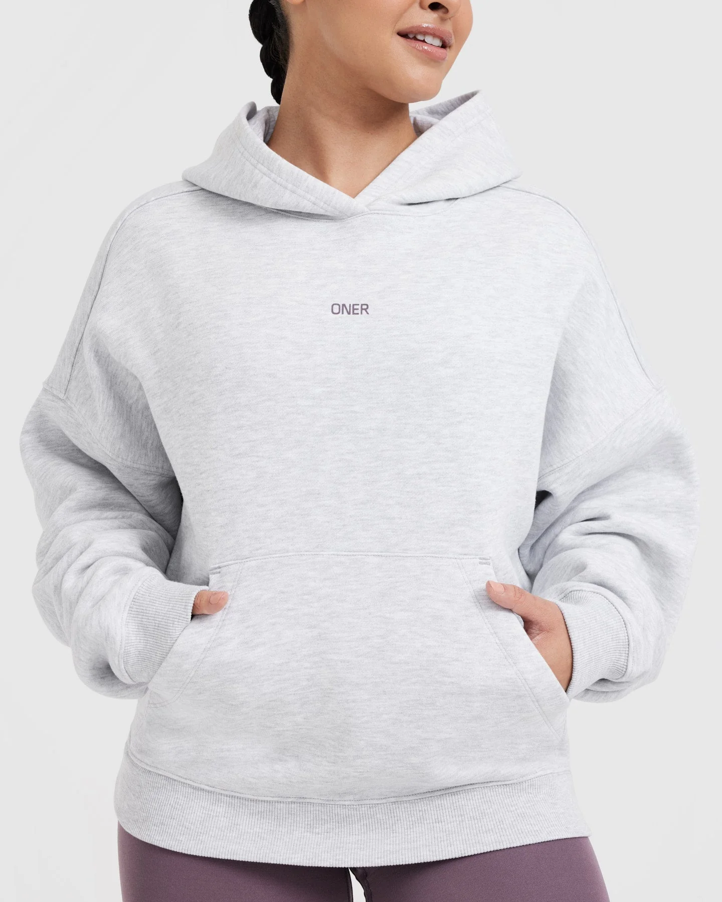 Raising the Bar Graphic Unisex Oversized Hoodie | Light Grey Marl - Image 4