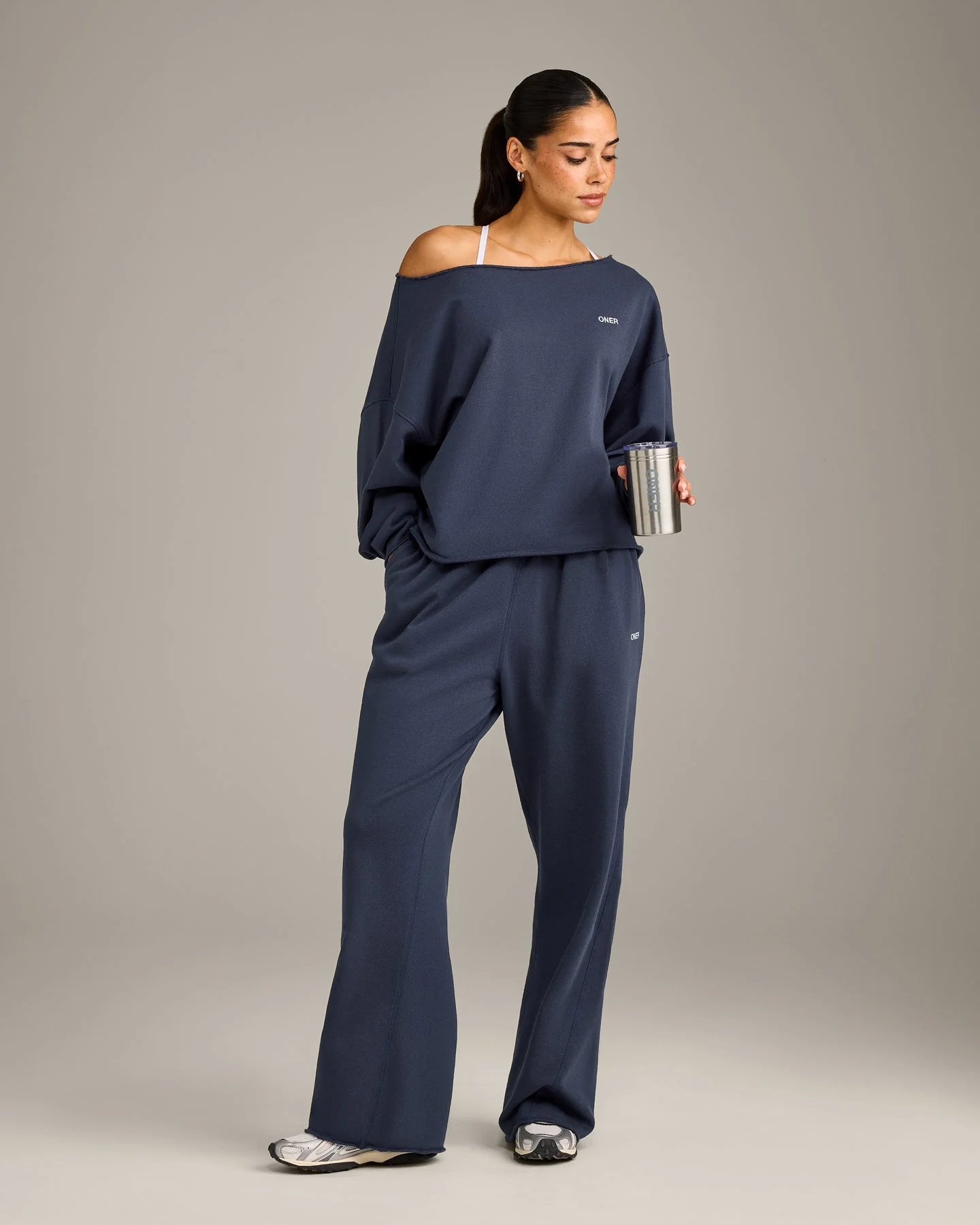 Raw Cut Lounge Off-The-Shoulder Sweatshirt | Washed True Blue - Image 3