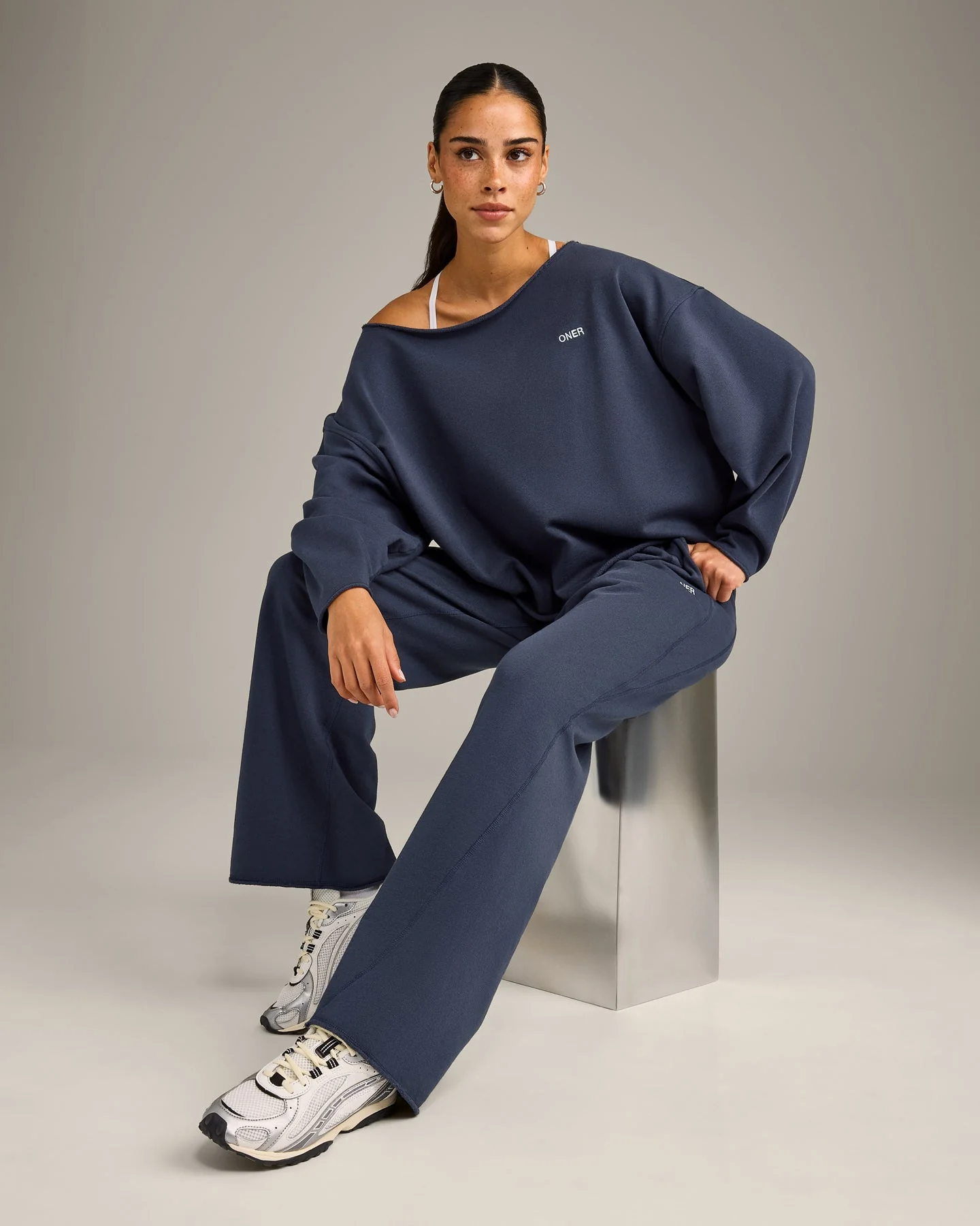 Raw Cut Lounge Off-The-Shoulder Sweatshirt | Washed True Blue - Image 6