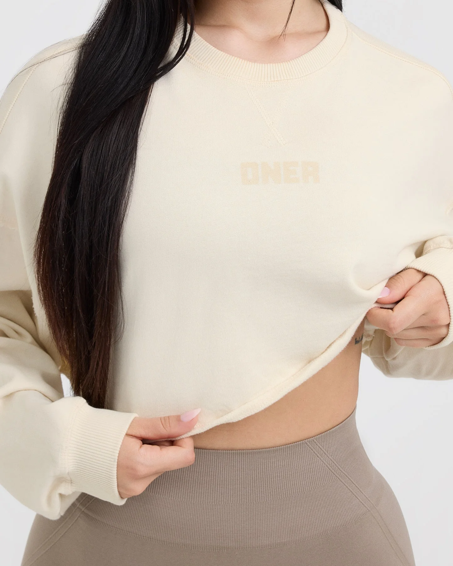 Raw Lounge Crop Sweatshirt | Off White - Image 4
