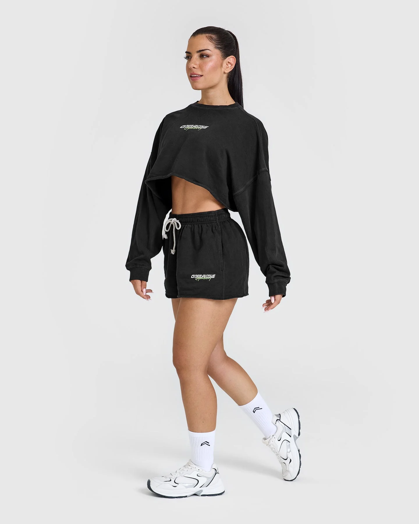 Raw Lounge Oversized Shorts with Graphic | Washed Black - Image 3