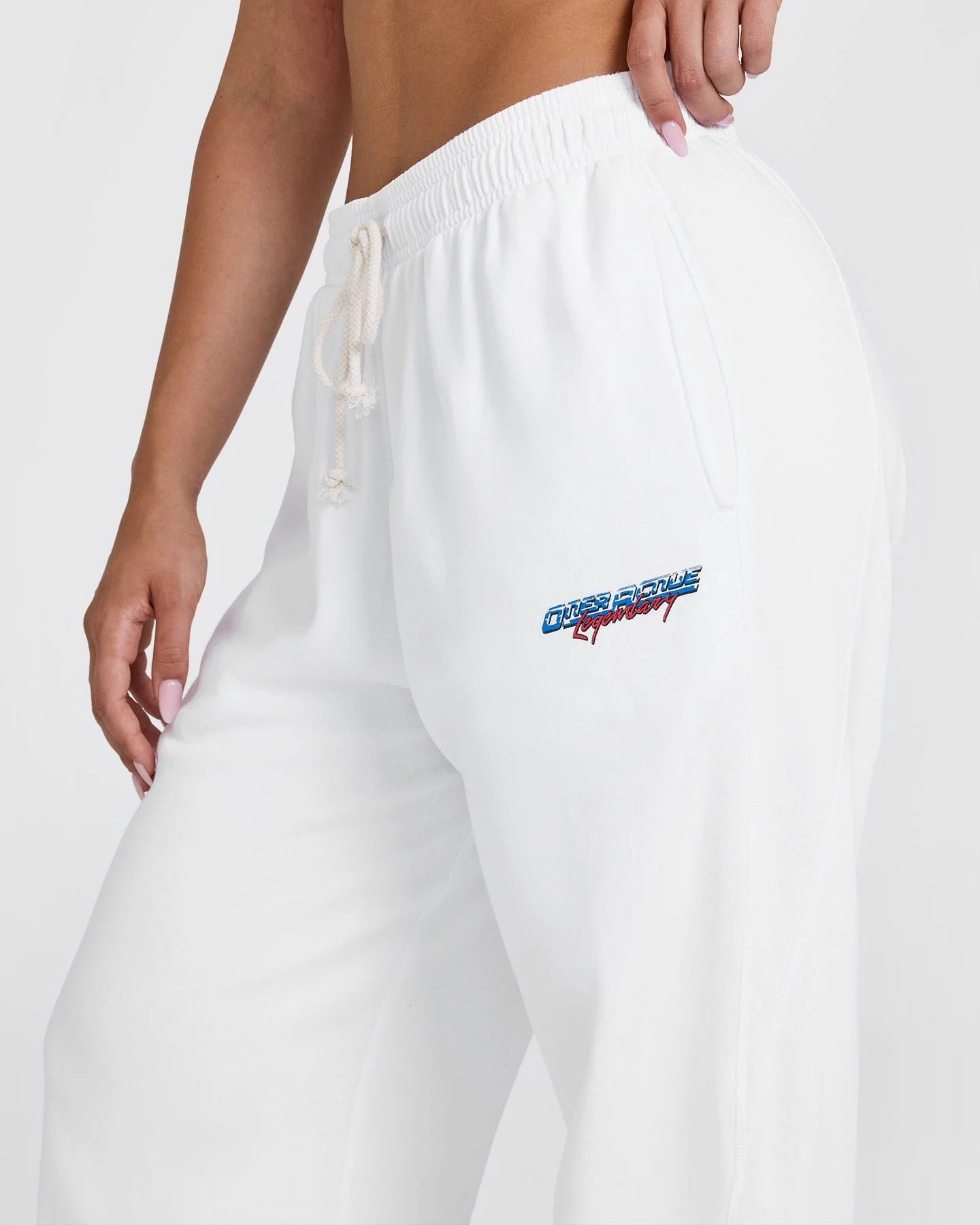 Raw Lounge Wide Leg Joggers with Graphic | White - Image 6