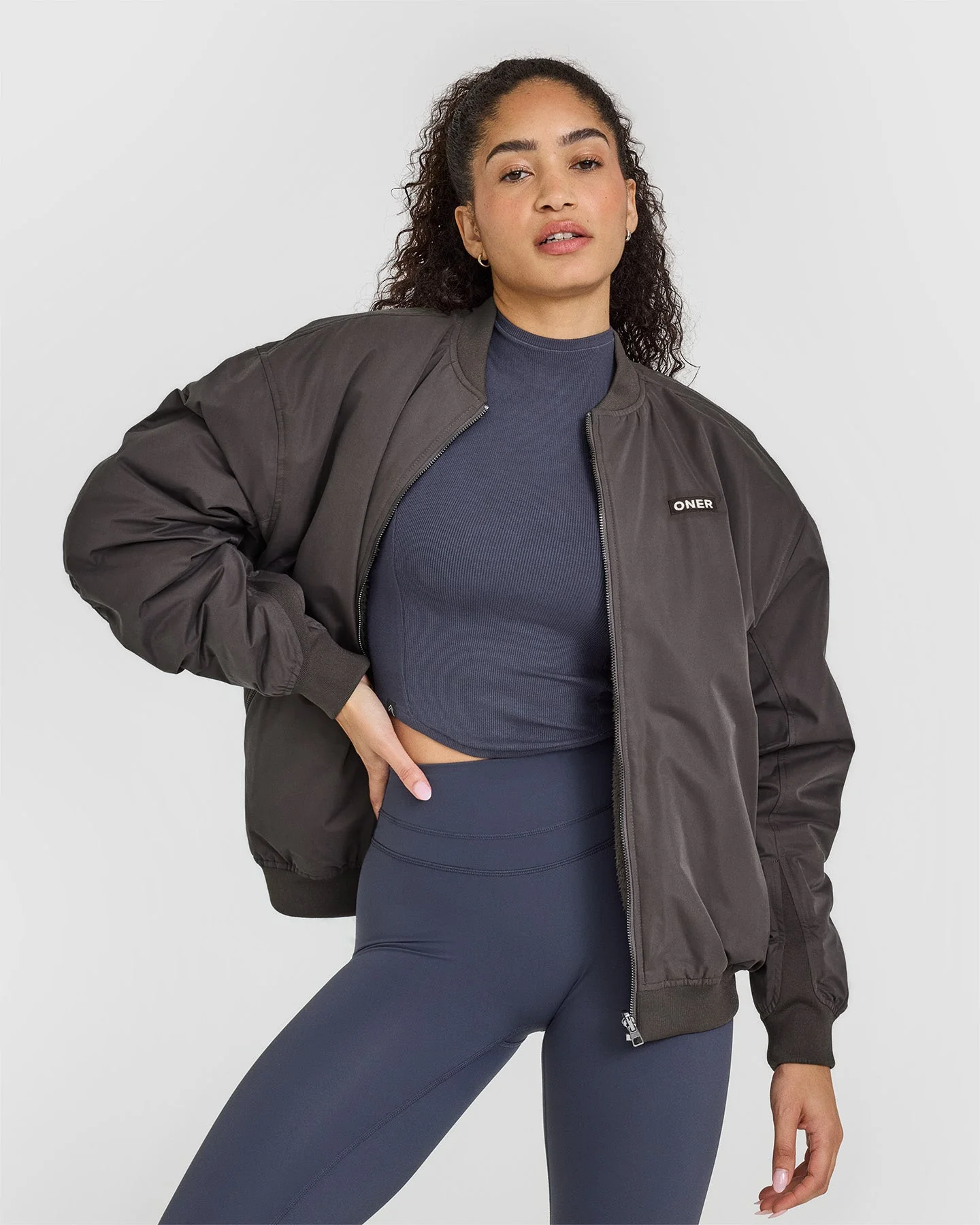 Reversible Bomber Jacket | Truffle Brown - Image 2