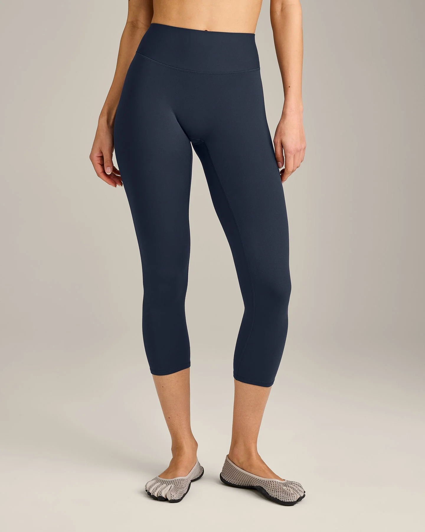 SoftMotion™ 3/4 Length Leggings with Grey Logo | True Blue - Image 2