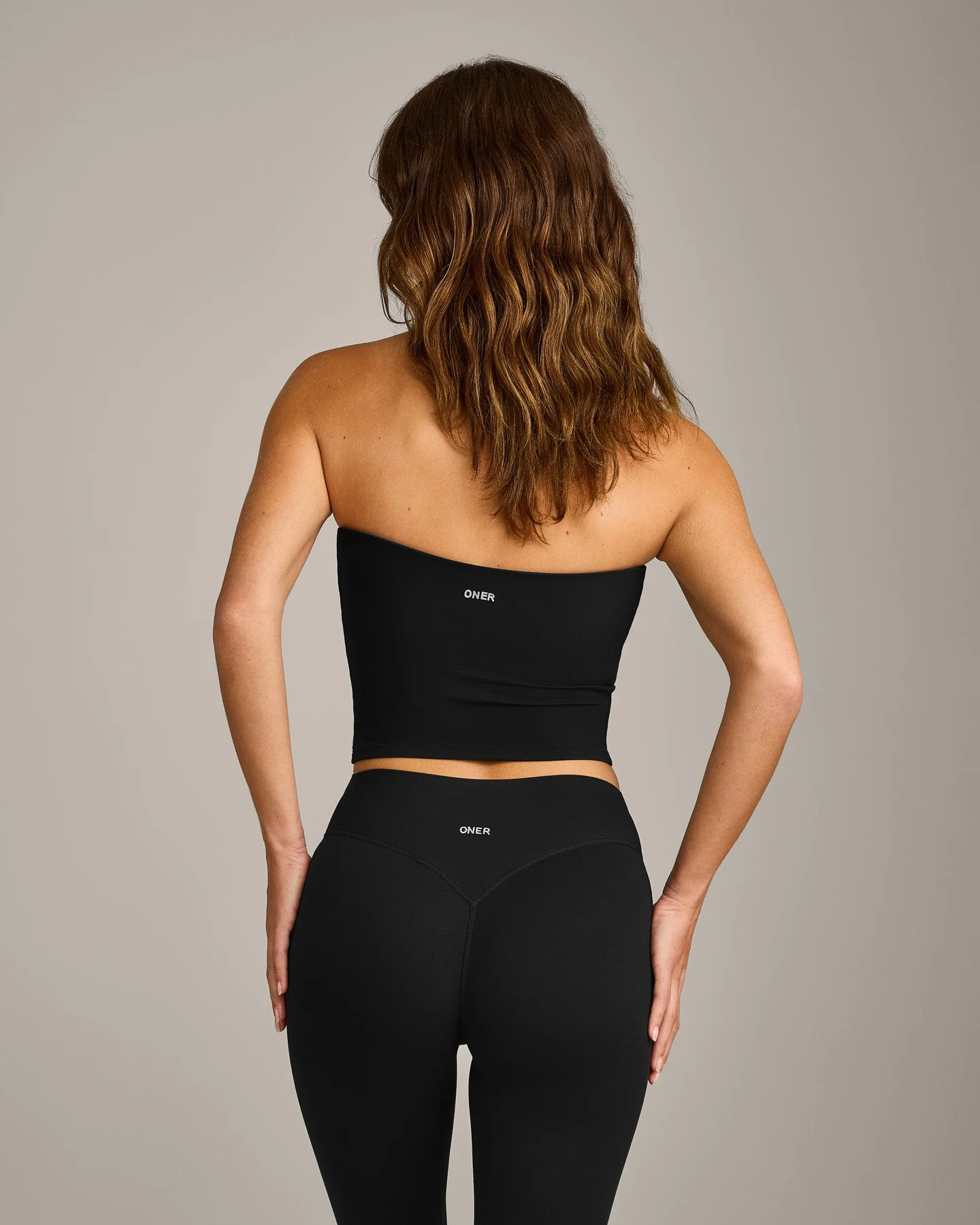 SoftMotion™ Bandeau Mid Vest with Built in Bra Shelf with Grey Logo | Black - Image 6
