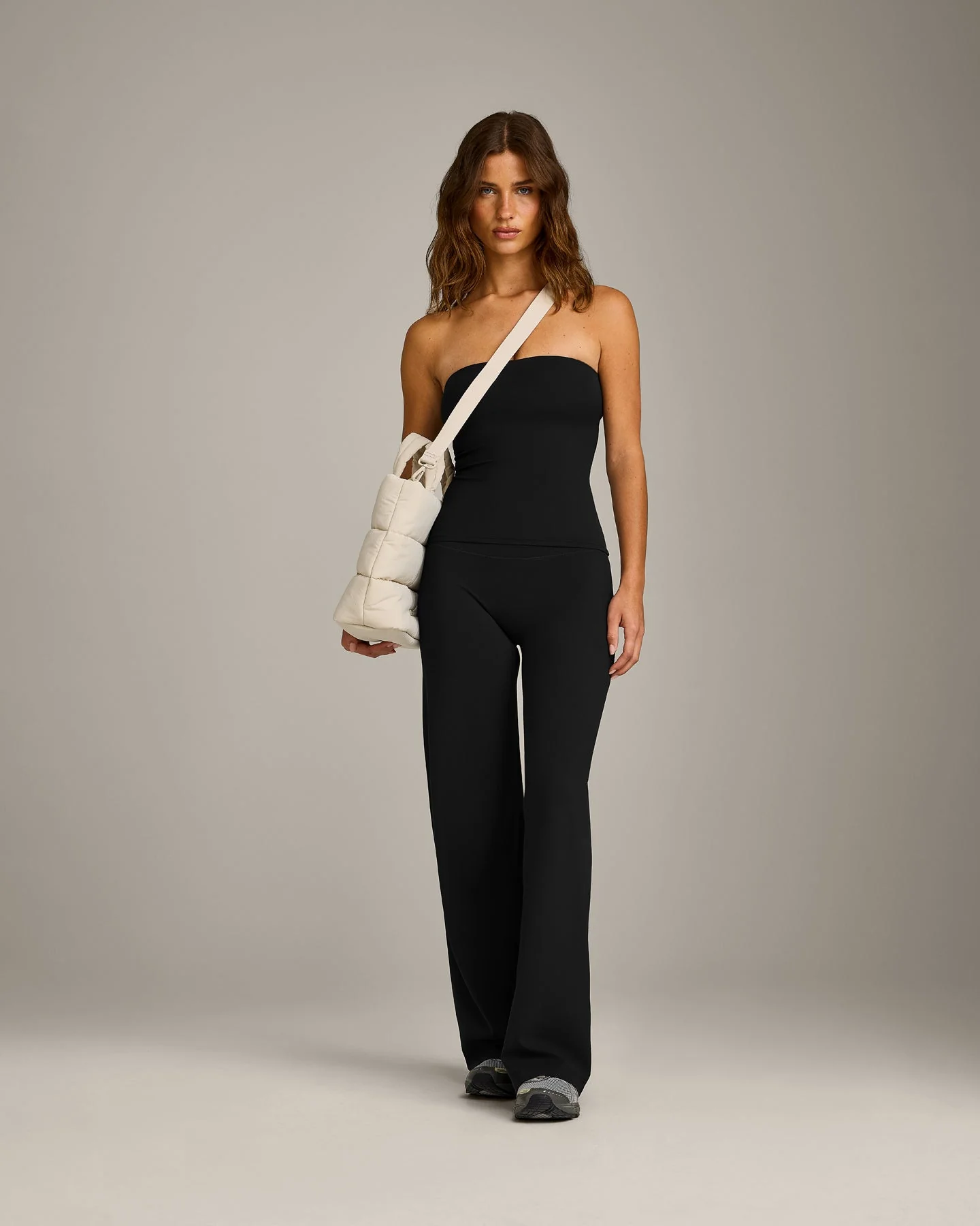 SoftMotion™ Bandeau Vest with Built in Bra Shelf with Grey Logo | Black - Image 3