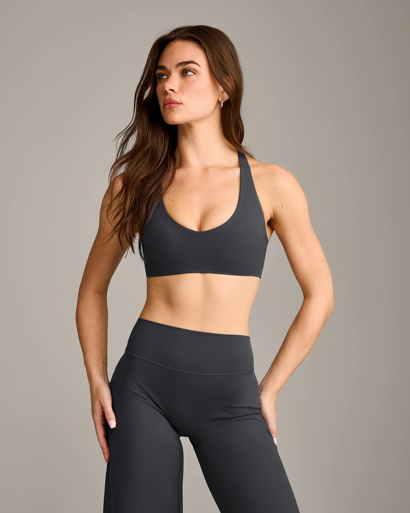 SoftMotion™ Bralette with Grey Logo | Coal
