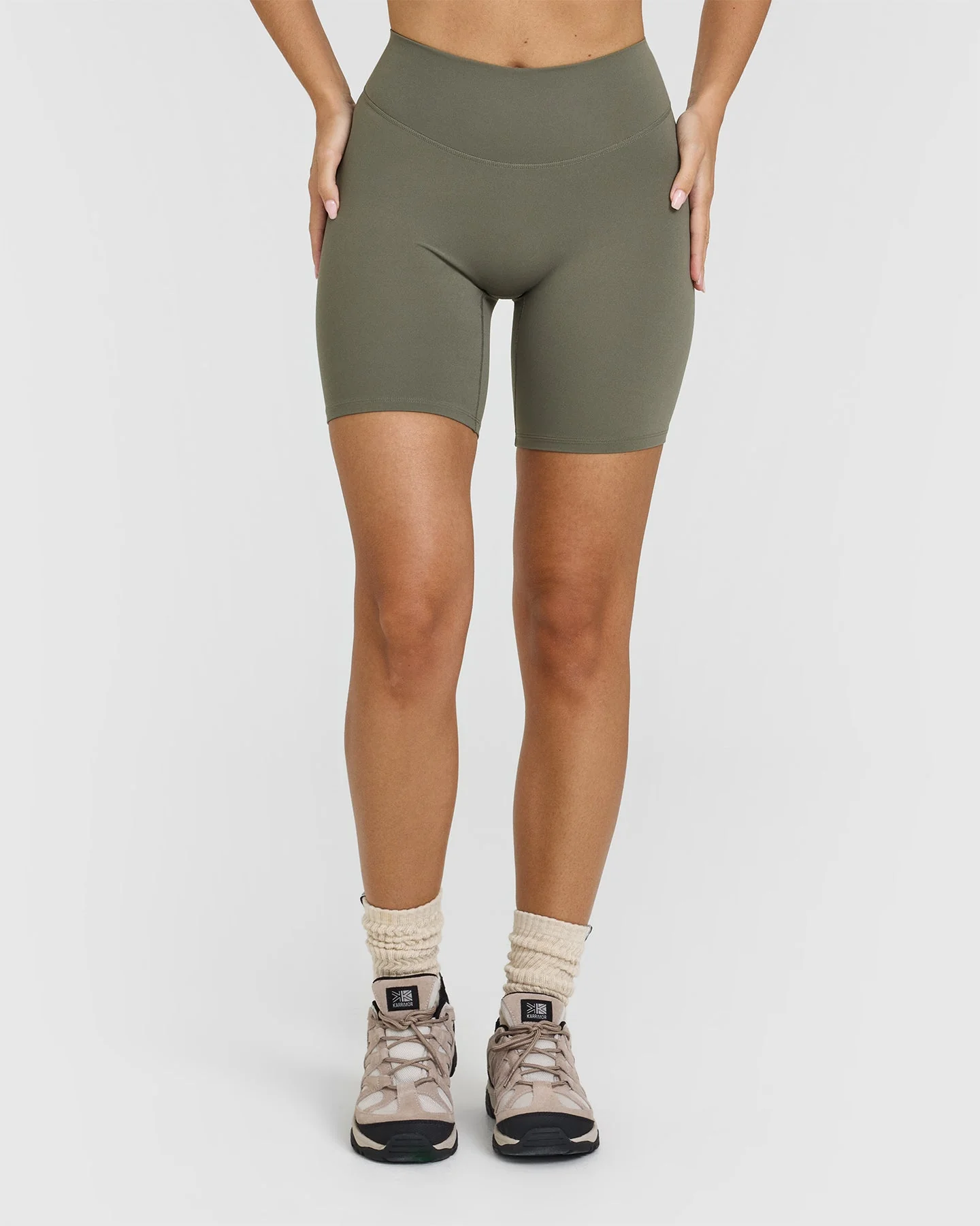 SoftMotion™ Cycling Shorts 8" with White Logo | Alpine Green - Image 2