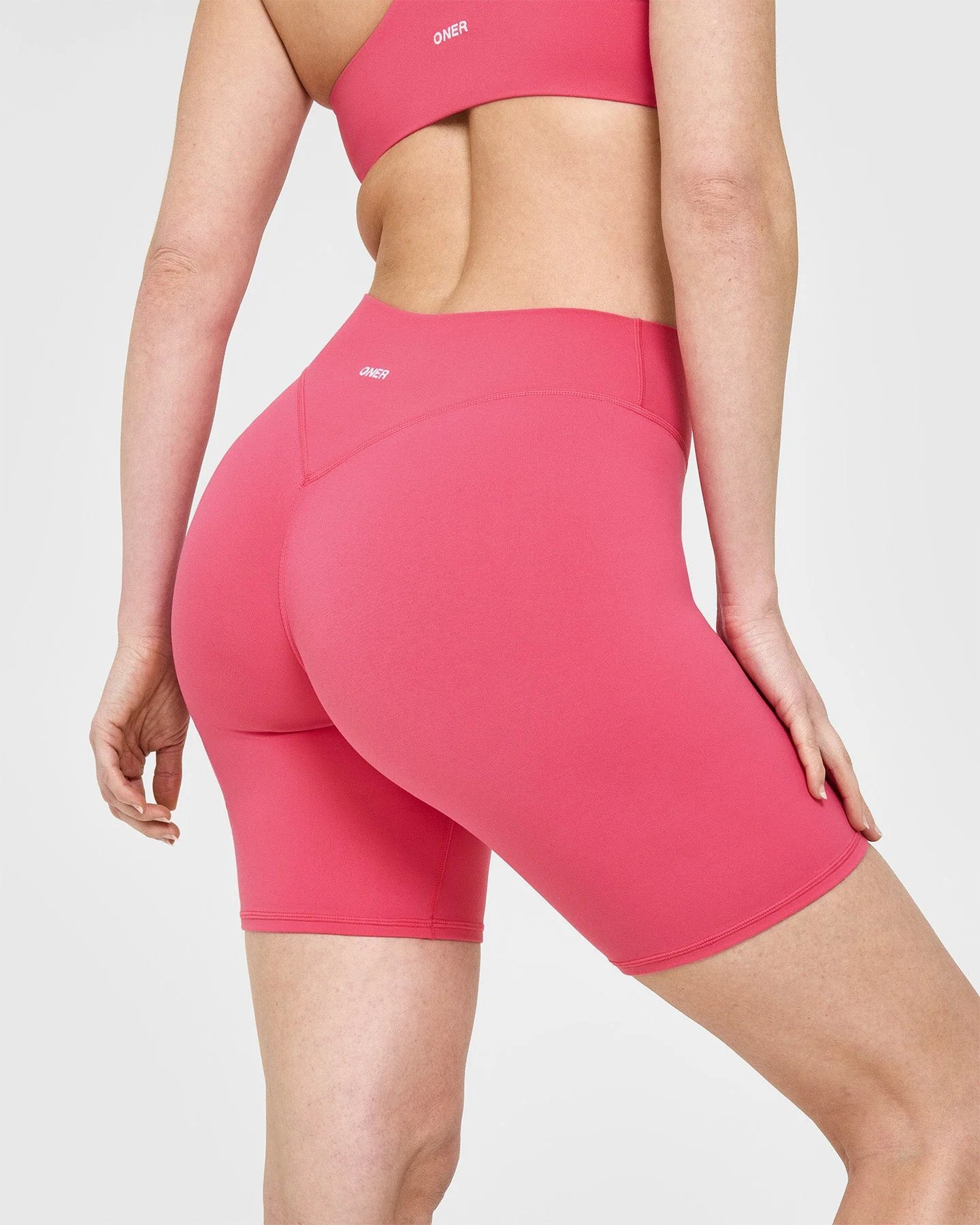 SoftMotion™ Cycling Shorts 8" with White Logo | Dark Velvet Pink - Image 4