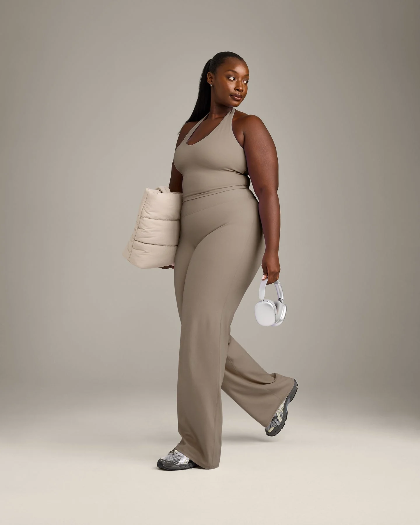 SoftMotion™ Halter Neck Mid Vest with Built in Bra Shelf with Grey Logo | Minky - Image 3