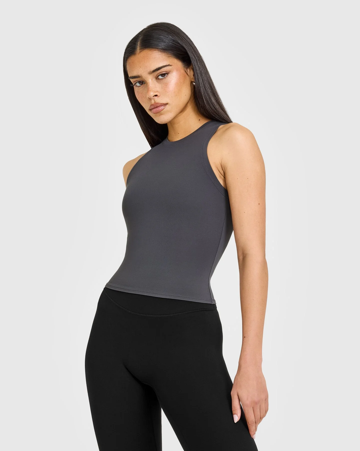 SoftMotion™ High Neck Mid Vest with White Logo | Coal