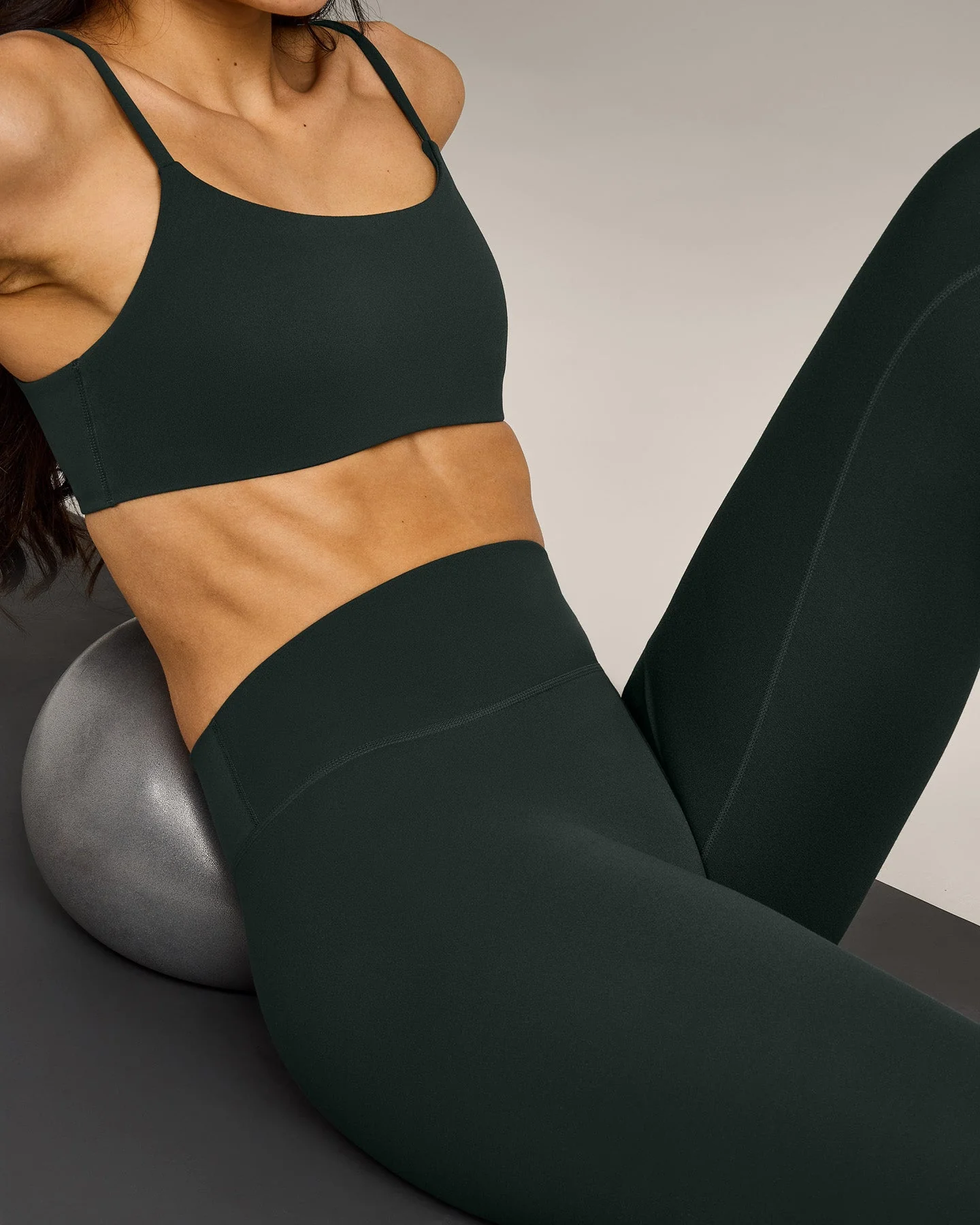 SoftMotion™ High Waisted Leggings with Grey Logo | Emerald Noir - Image 4