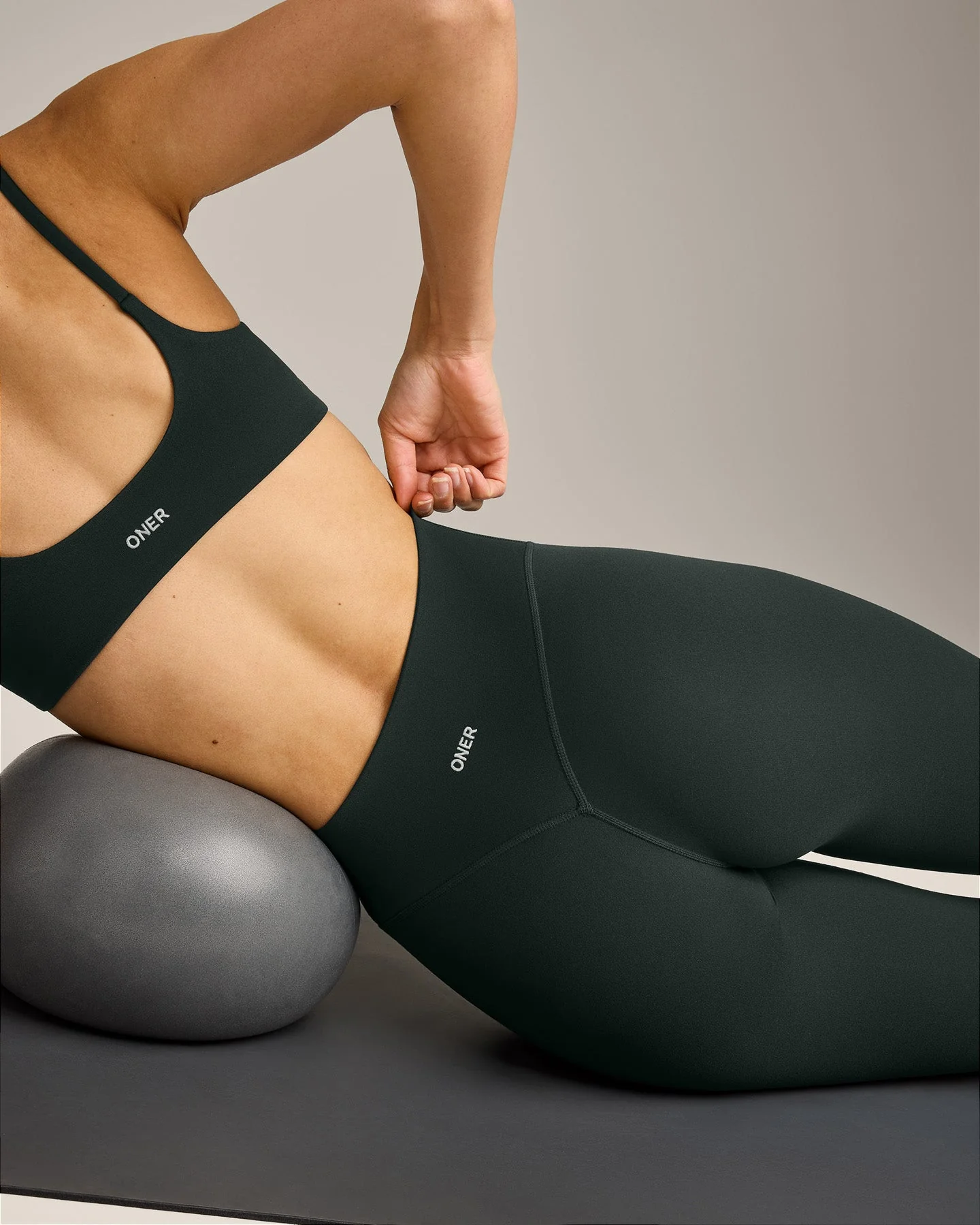 SoftMotion™ High Waisted Leggings with Grey Logo | Emerald Noir - Image 6