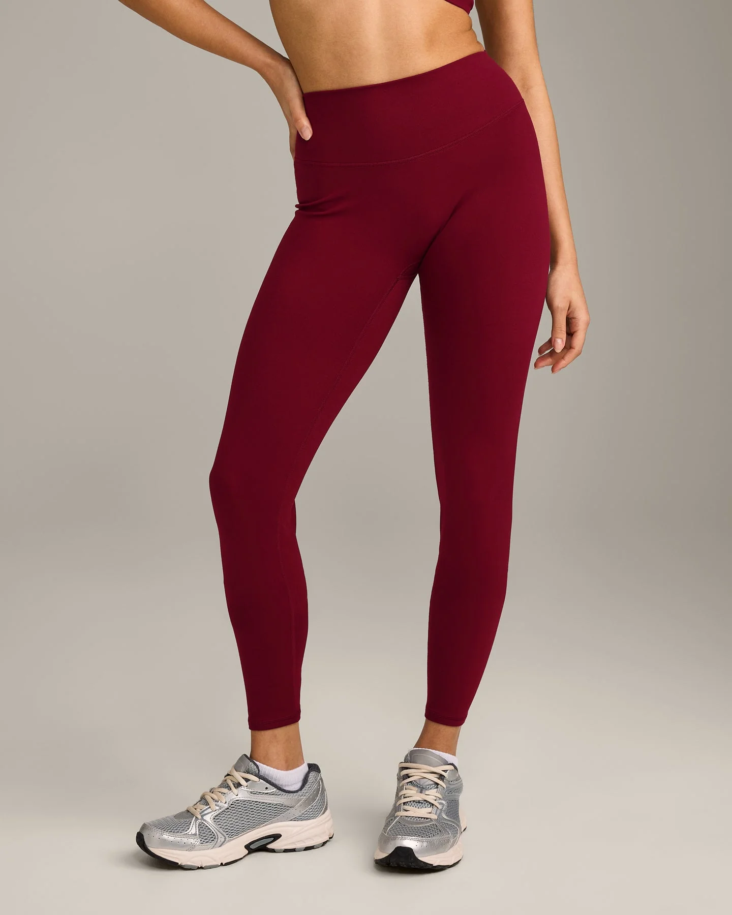 SoftMotion™ High Waisted Leggings with Grey Logo | Ruby Red - Image 2