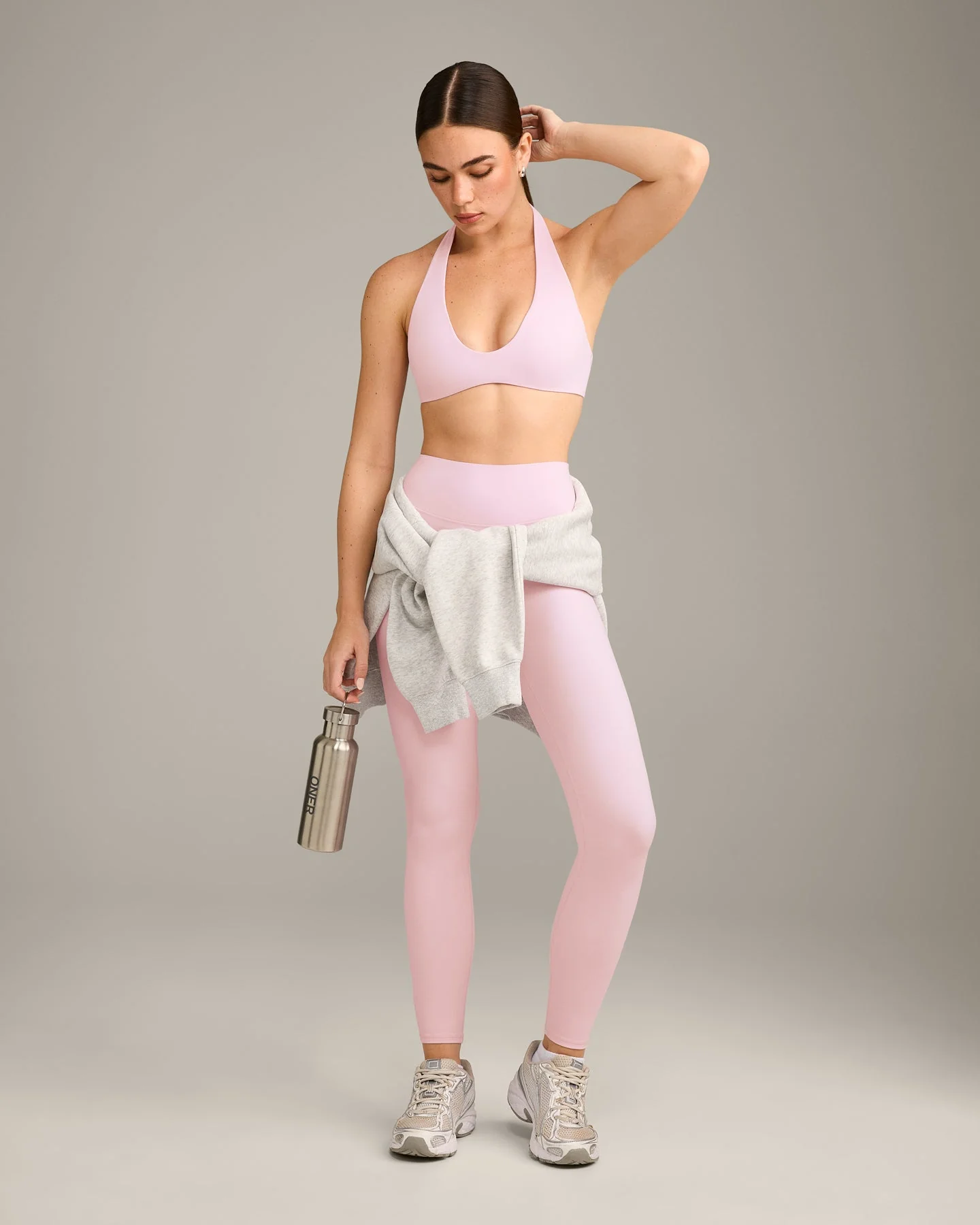 SoftMotion™ High Waisted Leggings with Grey Logo | Soft Girl Pink - Image 3