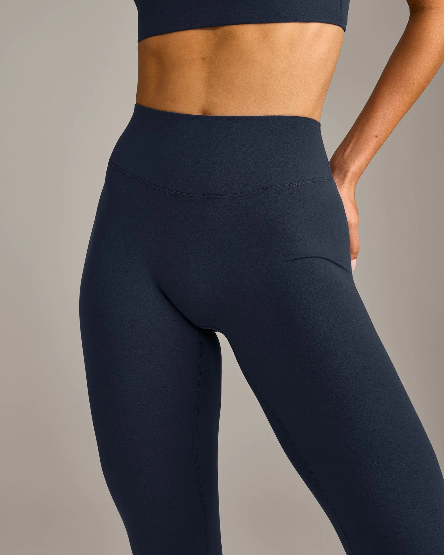 SoftMotion™ High Waisted Leggings with Grey Logo | True Blue - Image 5