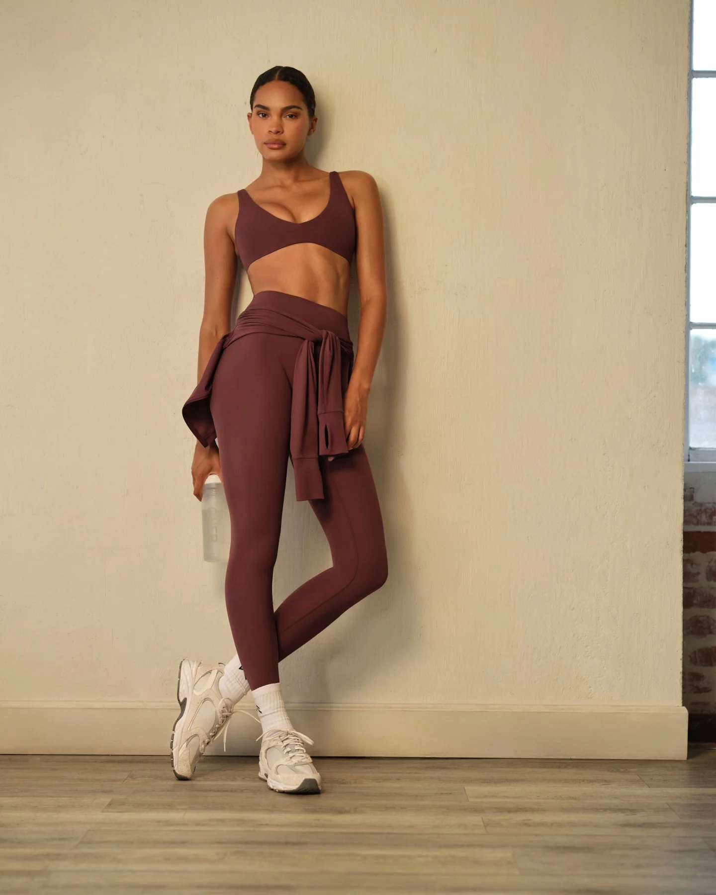 SoftMotion™ High Waisted Leggings with Grey Logo | Velvet Mocha - Image 2