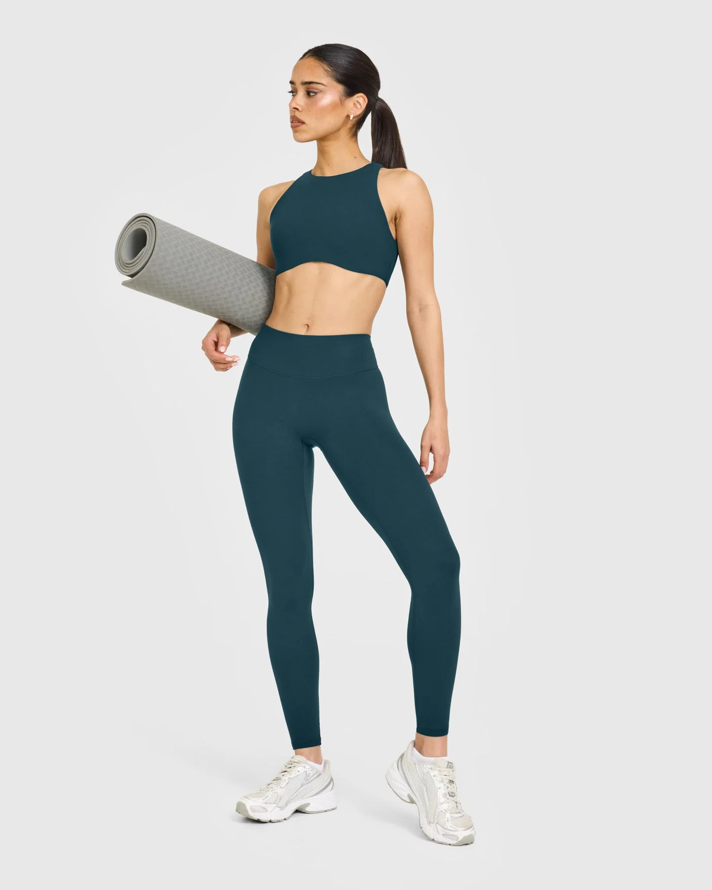SoftMotion™ High Waisted Leggings with White Logo | Oil Blue - Image 3