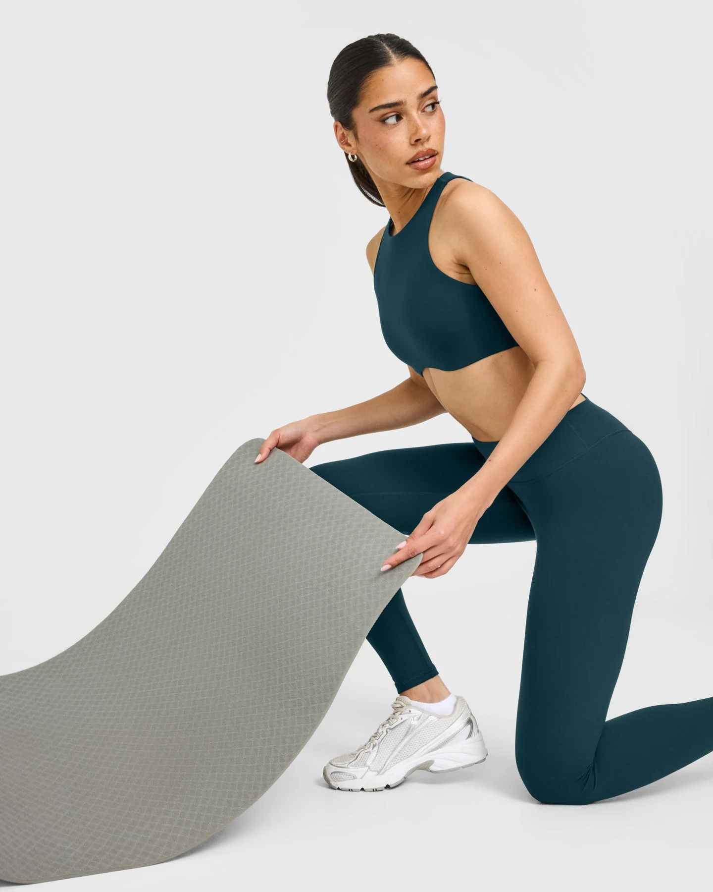 SoftMotion™ High Waisted Leggings with White Logo | Oil Blue - Image 6