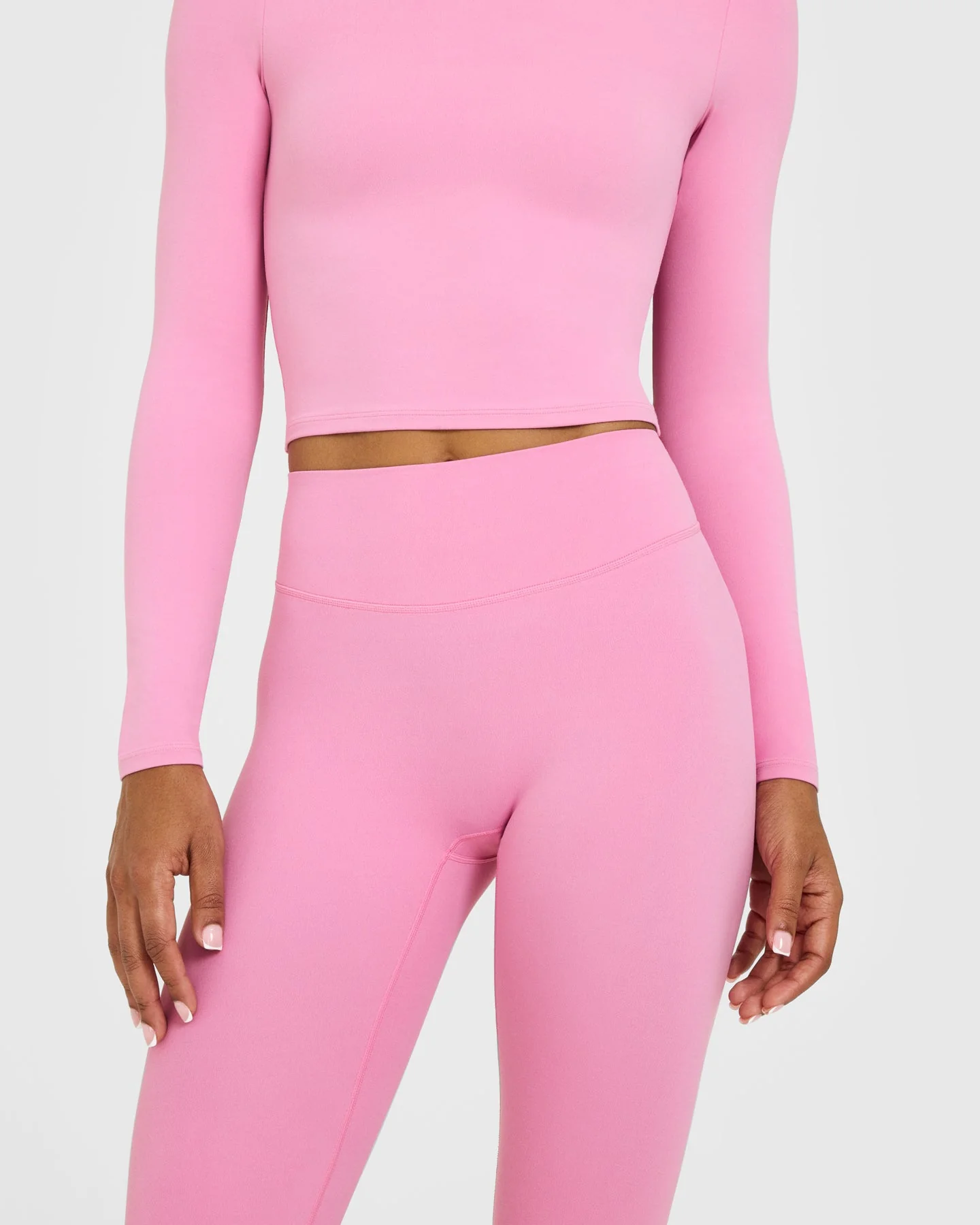 SoftMotion™ High Waisted Leggings with White Logo | Rose Pink - Image 5