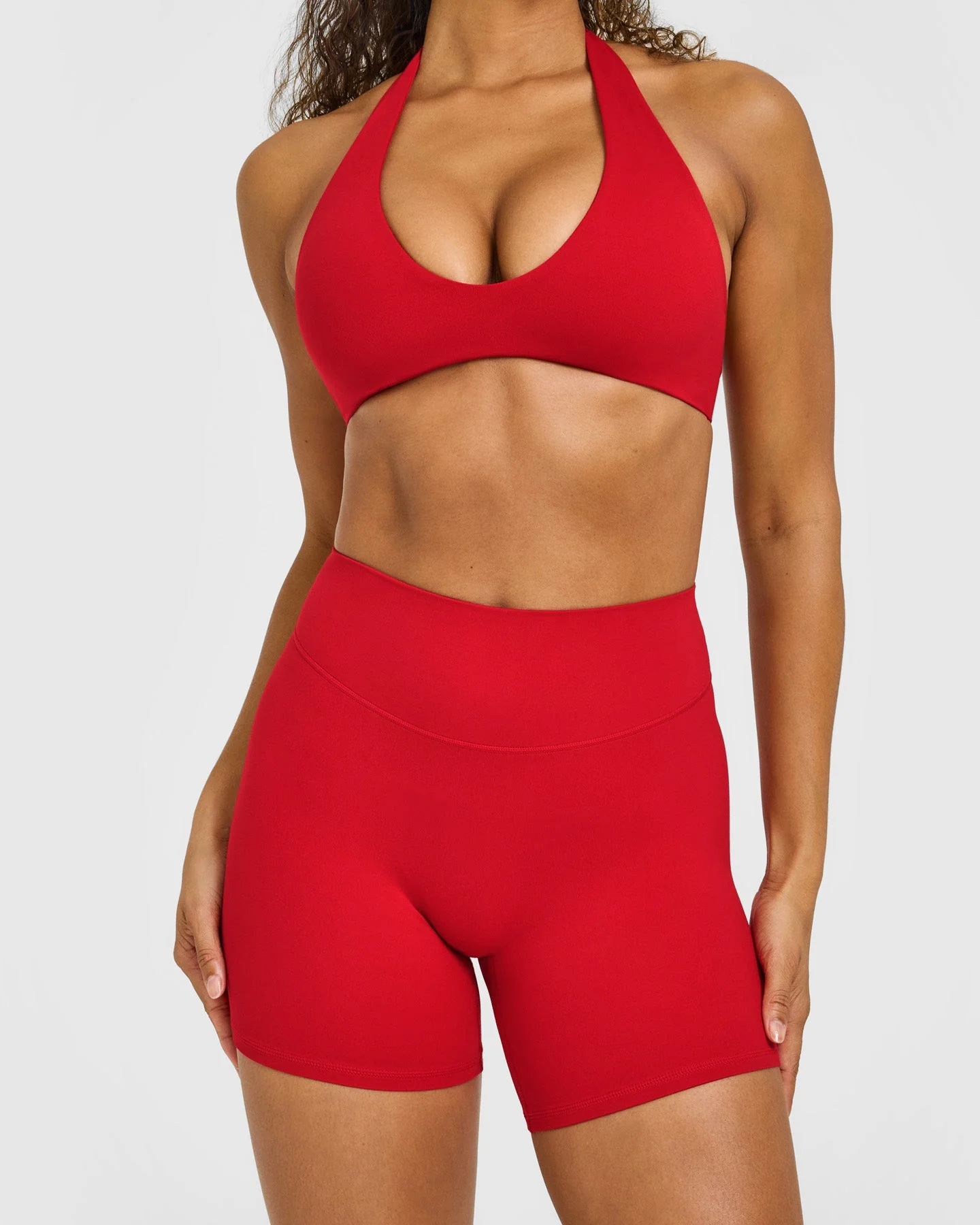 SoftMotion™ High Waisted Shorts 6" with White Logo | Light Toasted Red - Image 5