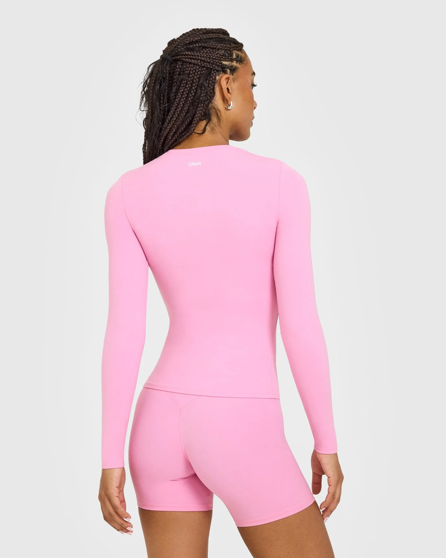SoftMotion™ Long Sleeve Top with White Logo | Rose Pink - Image 6