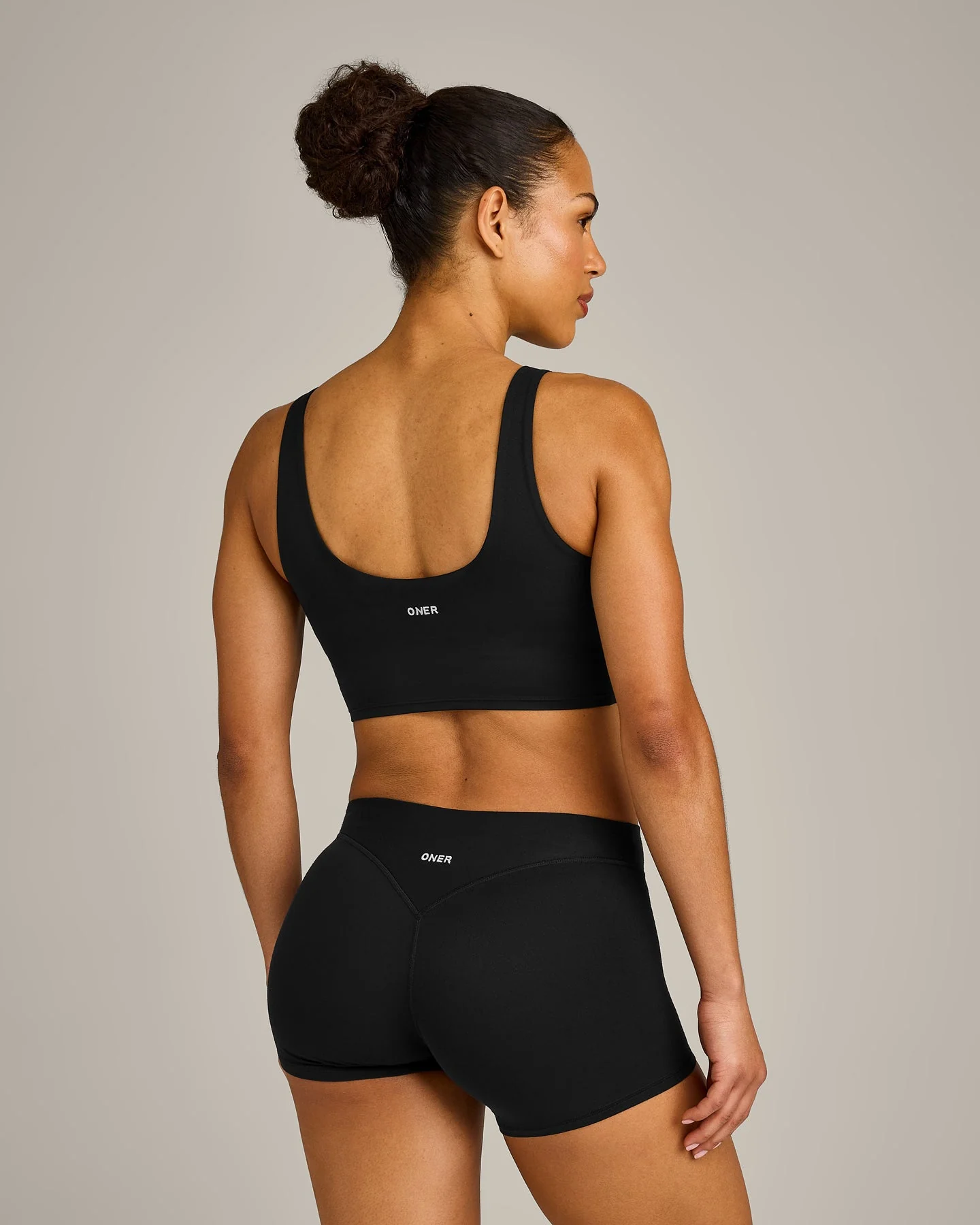 SoftMotion™ Longline Sports Bra with Grey Logo | Black - Image 6