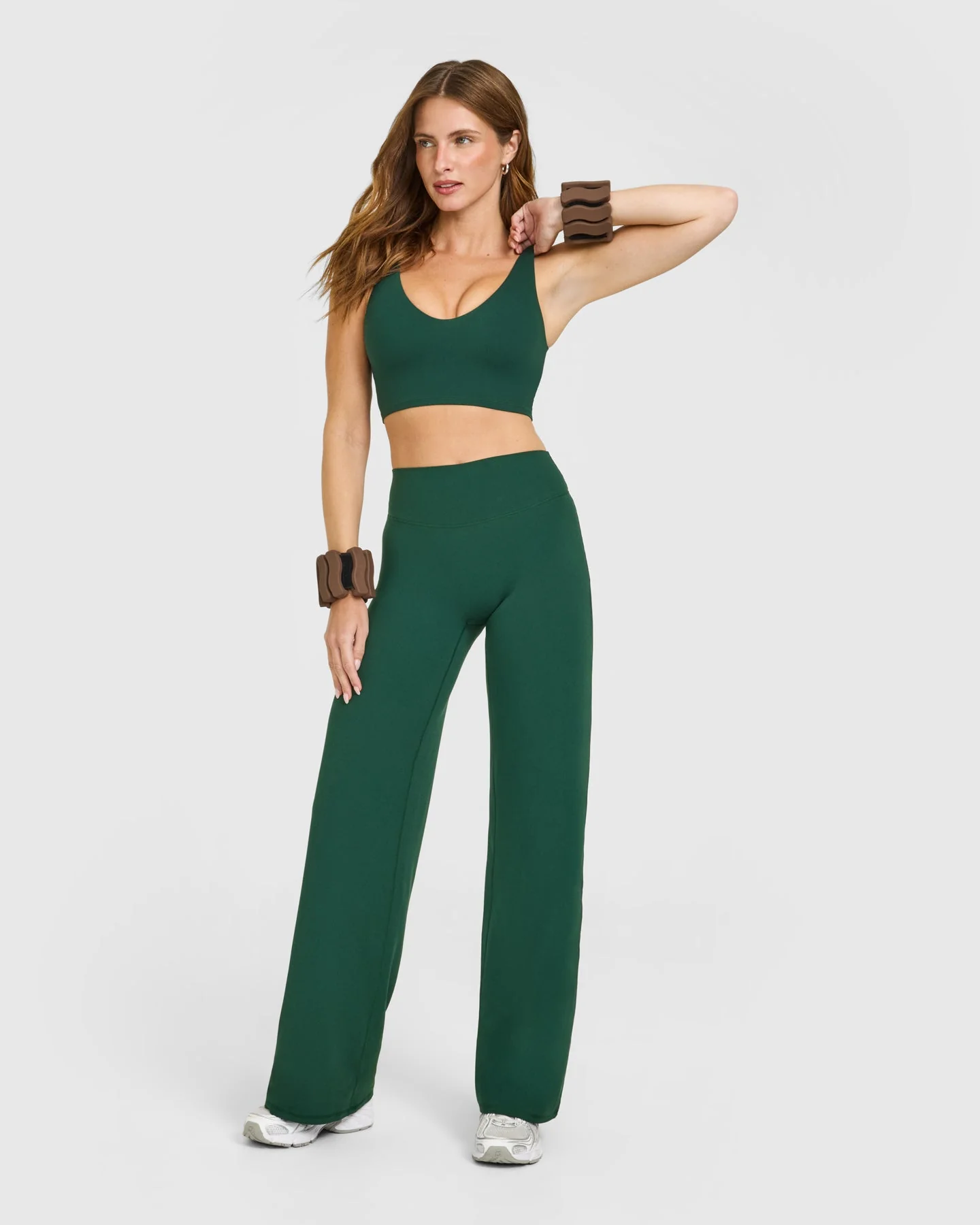 SoftMotion™ Longline Sports Bra with White Logo | Dark Racing Green - Image 3