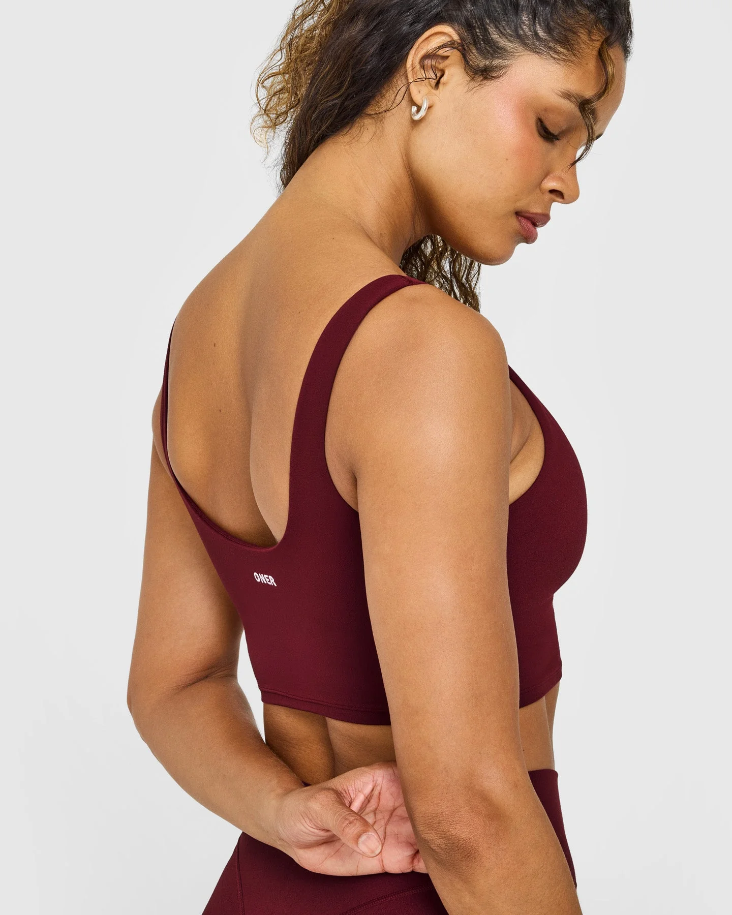 SoftMotion™ Longline Sports Bra with White Logo | Light Rosewood - Image 4