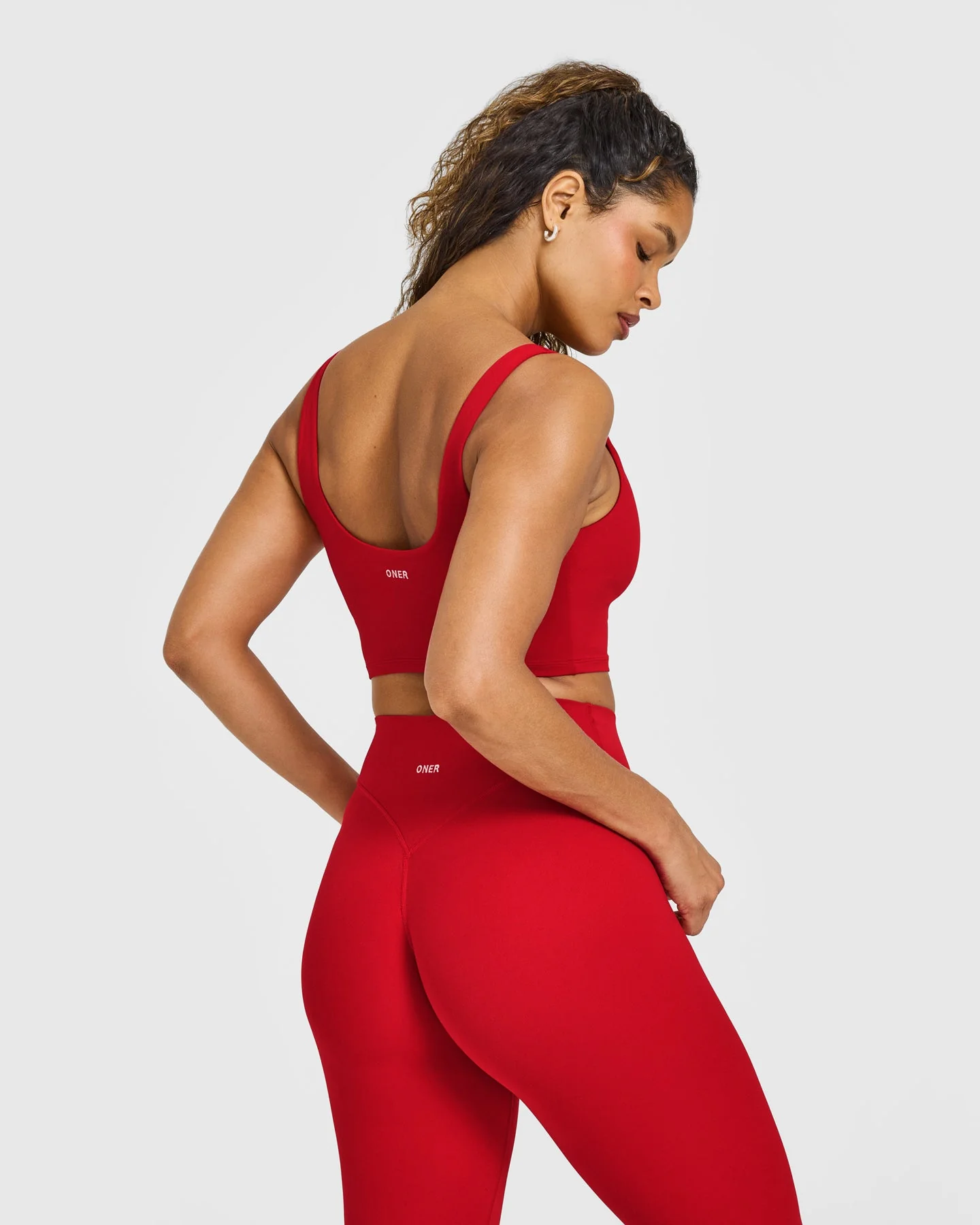 SoftMotion™ Longline Sports Bra with White Logo | Light Toasted Red - Image 2