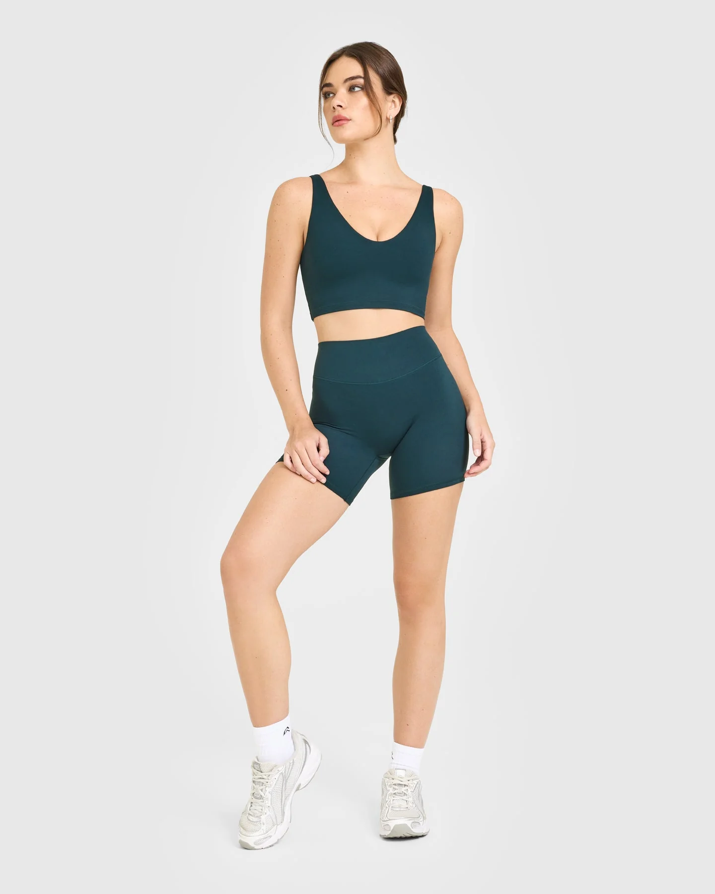 SoftMotion™ Longline Sports Bra with White Logo | Oil Blue - Image 3