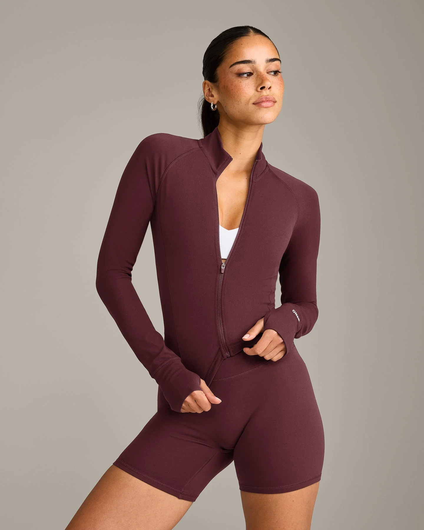 SoftMotion™ Mid Jacket with Grey Logo | Velvet Mocha