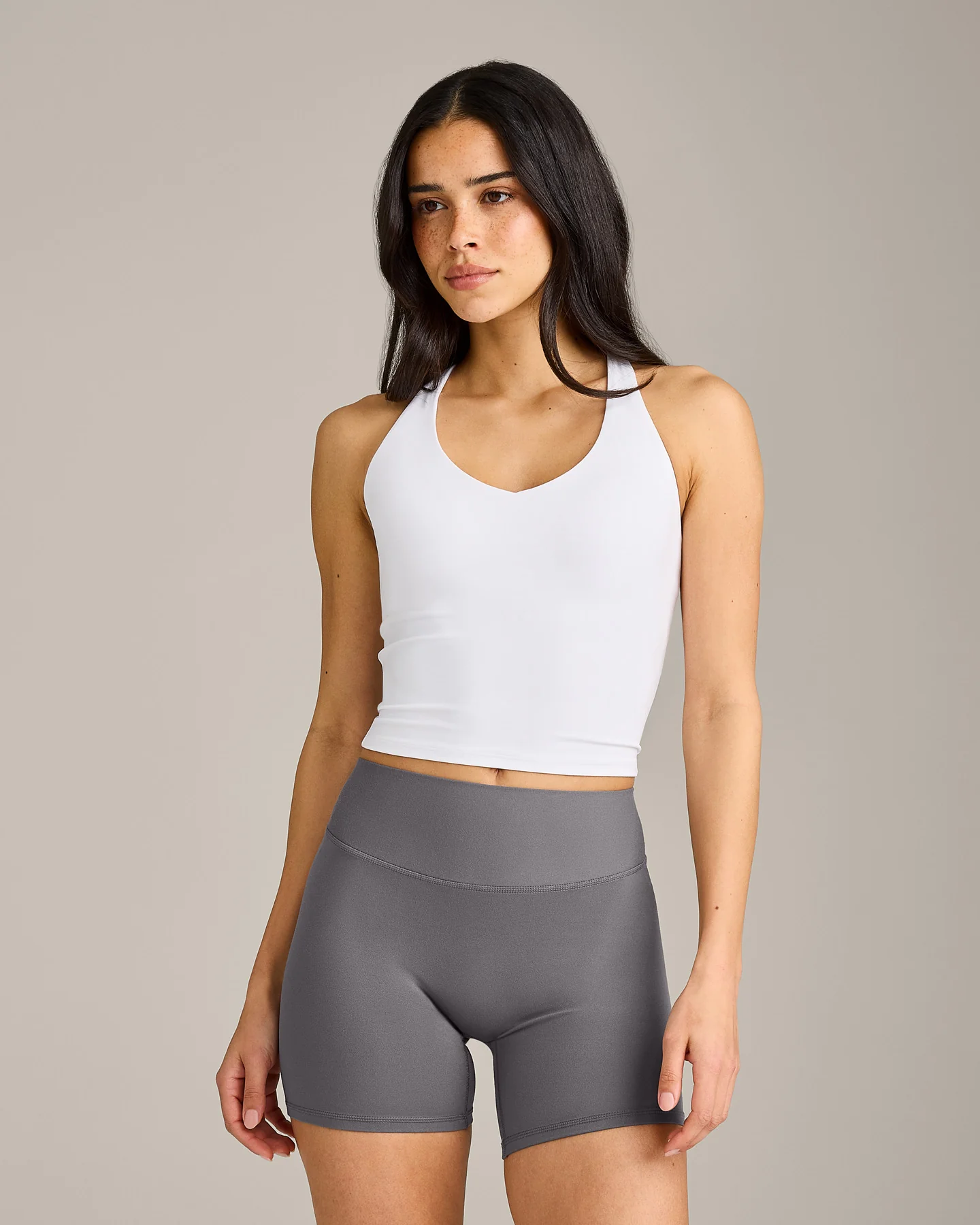 SoftMotion™ Racer Back Mid Vest With Built in Bra Shelf | White